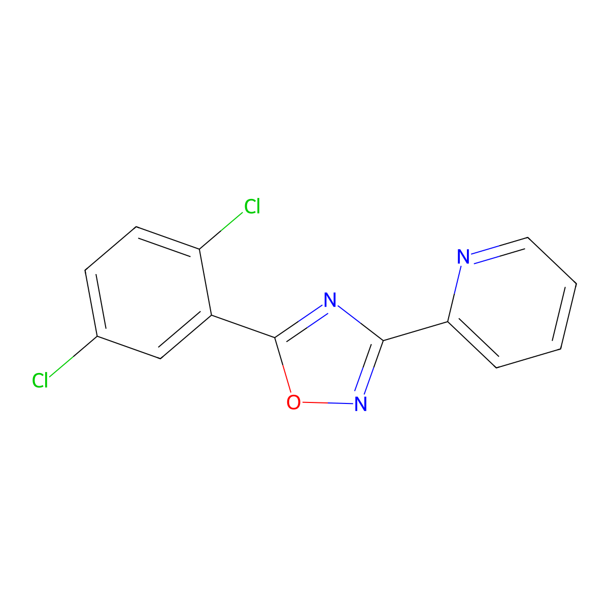 5-(2,5-Dichlorophenyl)-3-pyridin-2-yl-1,2,4-oxadiazole molecular structure, CAS 694442-39-2