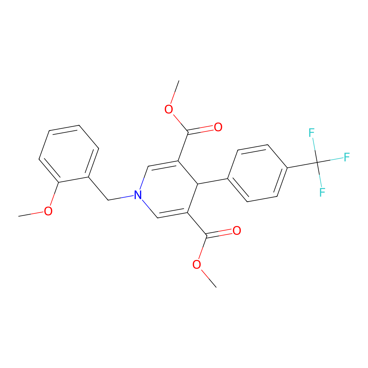 Dimethyl 1-(2-methoxybenzyl)-4-(4-(trifluoromethyl)phenyl)-1,4-dihydropyridine-3,5-dicarboxylate molecular structure, CAS 694442-51-8