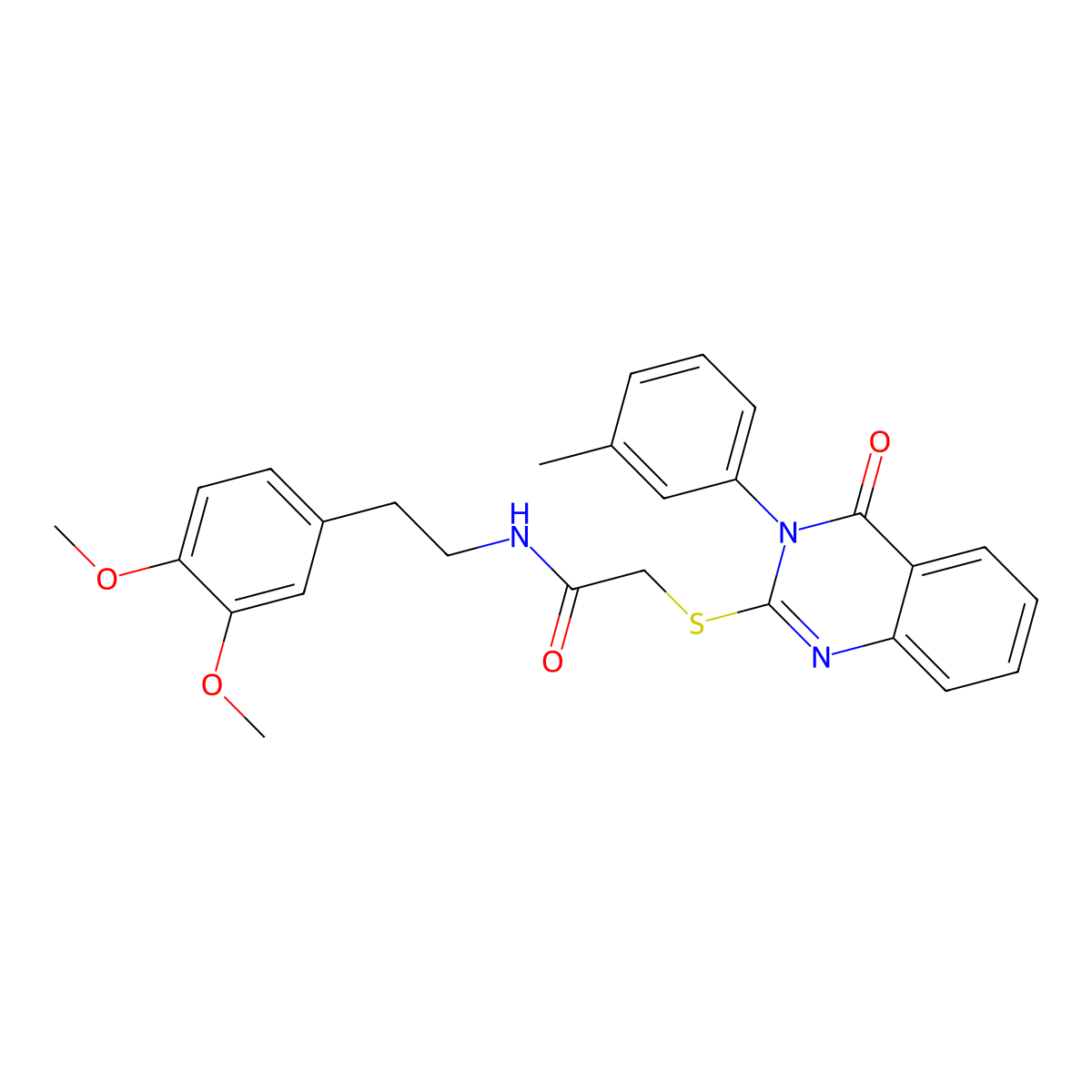 N-[2-(3,4-dimethoxyphenyl)ethyl]-2-[3-(3-methylphenyl)-4-oxoquinazolin-2-yl]sulfanylacetamide molecular structure, CAS 694442-68-7
