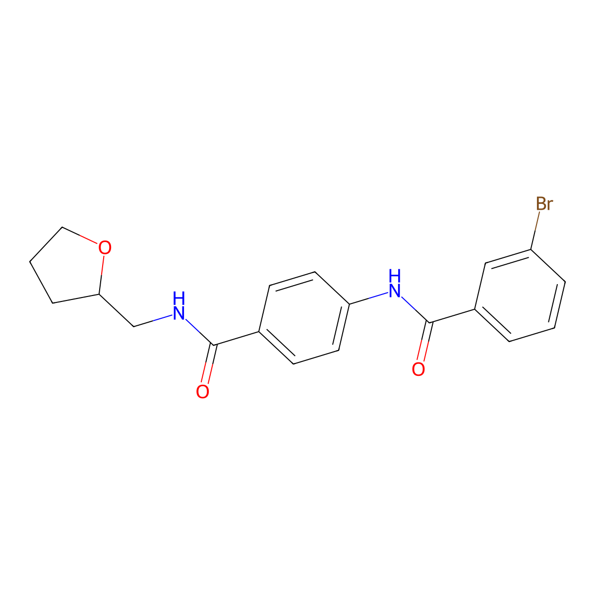 3-bromo-N-[4-(oxolan-2-ylmethylcarbamoyl)phenyl]benzamide molecular structure, CAS 694442-92-7