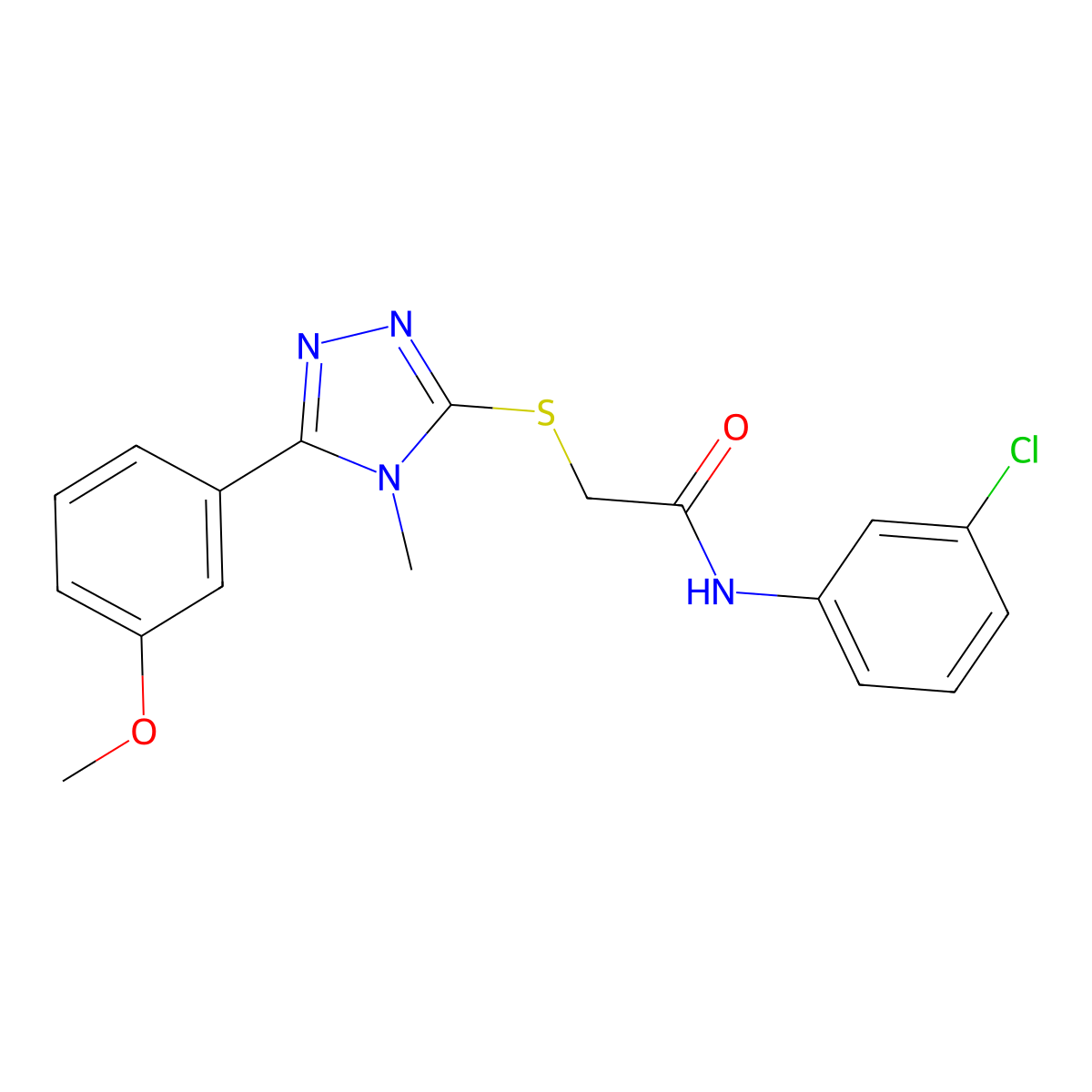 N-(3-chlorophenyl)-2-[[5-(3-methoxyphenyl)-4-methyl-1,2,4-triazol-3-yl]sulfanyl]acetamide molecular structure, CAS 694443-09-9