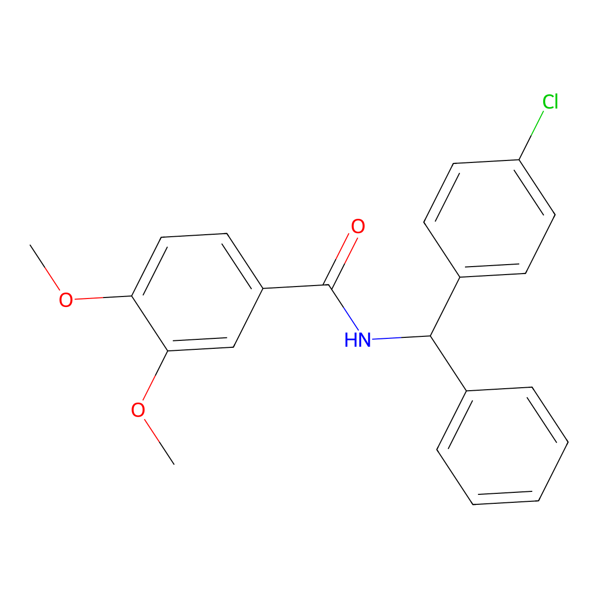 N-[(4-chlorophenyl)-phenylmethyl]-3,4-dimethoxybenzamide molecular structure, CAS 694443-47-5