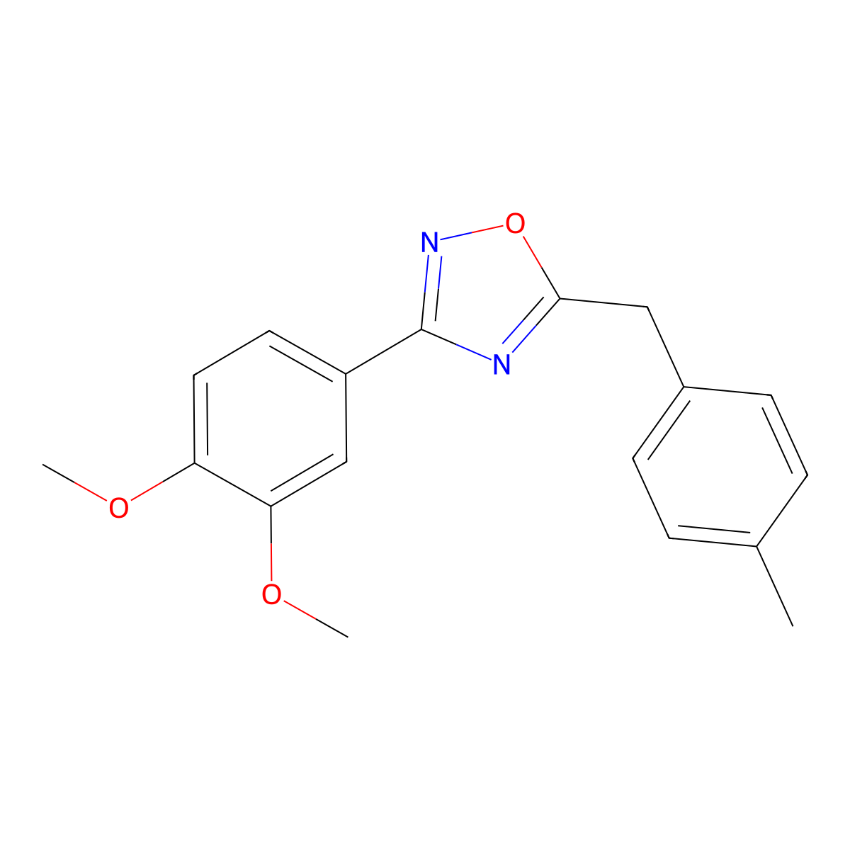 3-(3,4-Dimethoxyphenyl)-5-(4-methylbenzyl)-1,2,4-oxadiazole molecular structure, CAS 694443-73-7