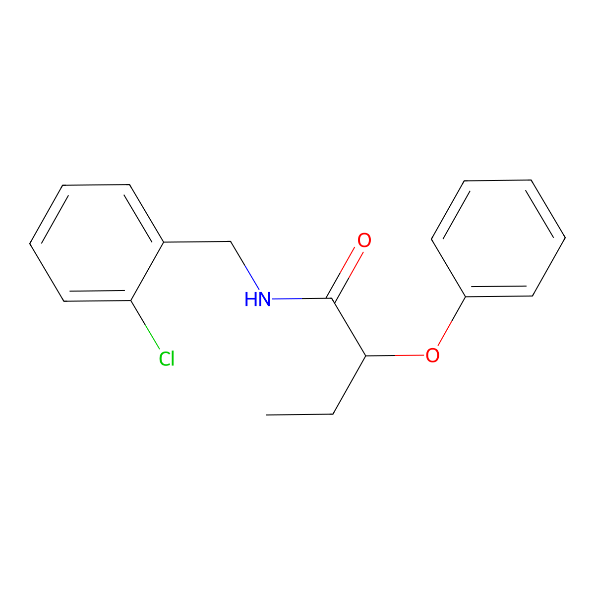 N-(2-chlorobenzyl)-2-phenoxybutanamide molecular structure, CAS 694443-74-8