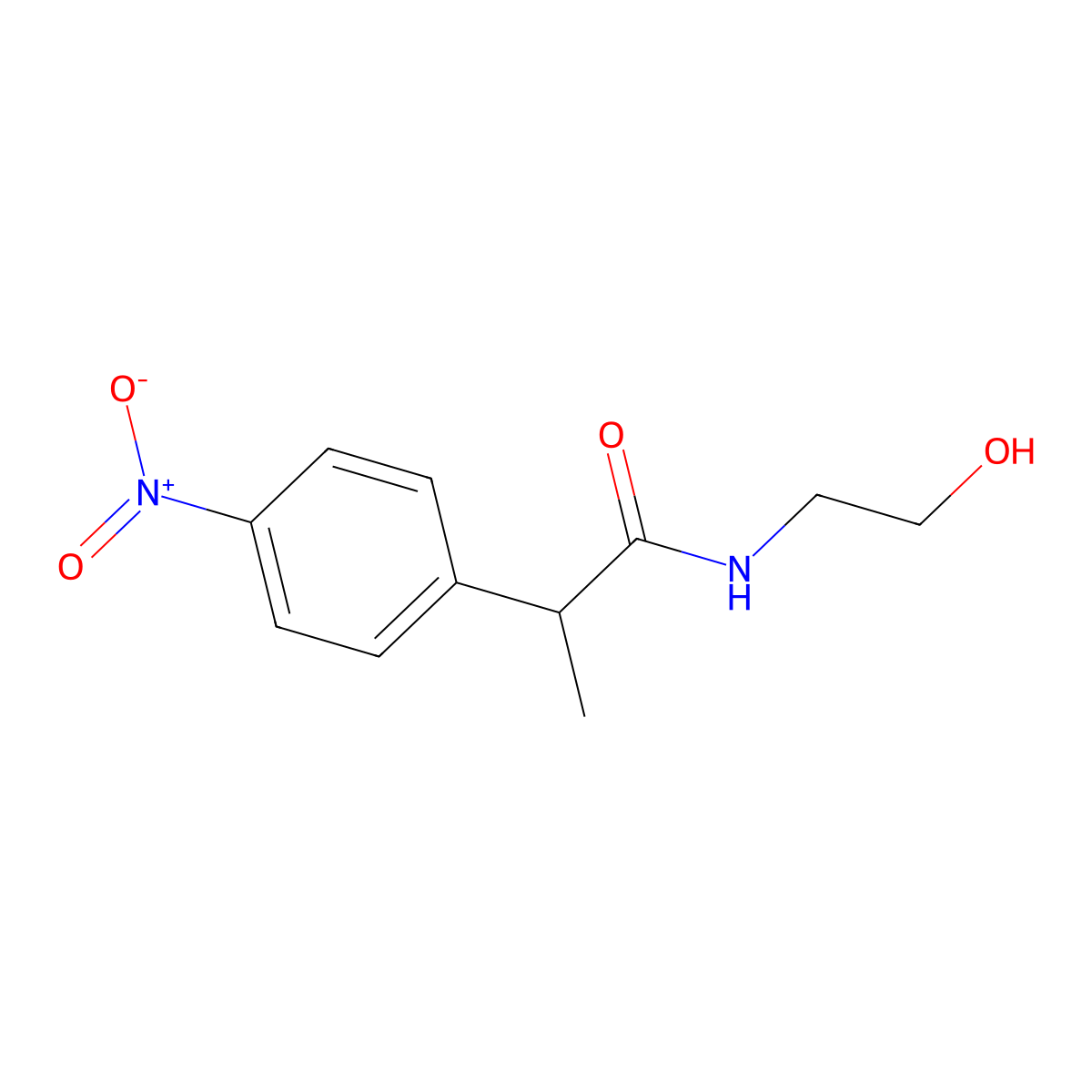 N-(2-hydroxyethyl)-2-(4-nitrophenyl)propanamide molecular structure, CAS 694443-81-7