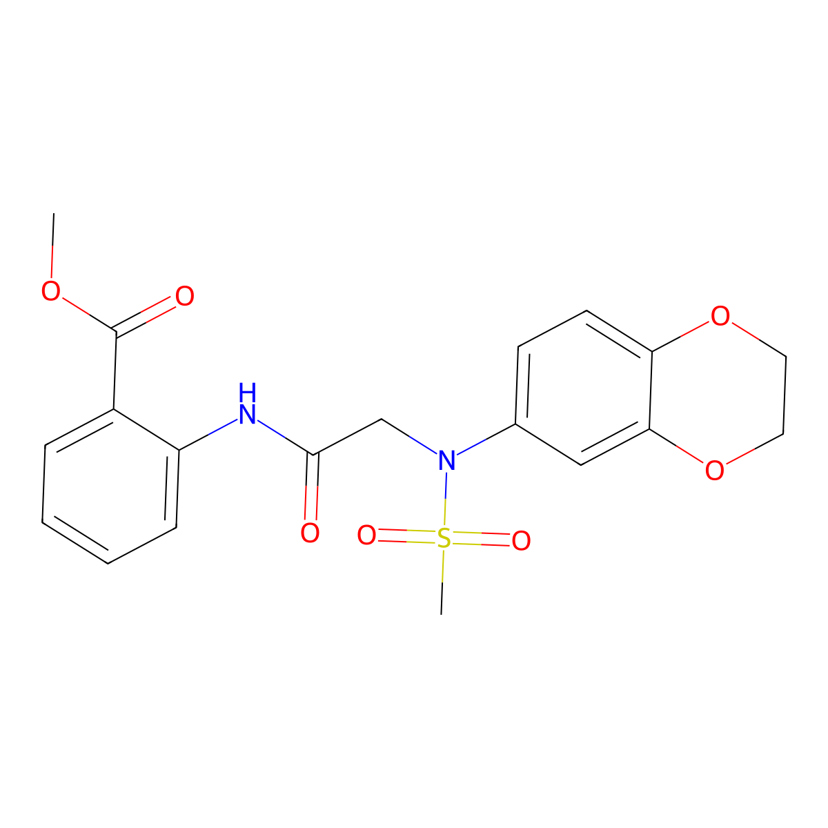 methyl 2-{[N-(2,3-dihydro-1,4-benzodioxin-6-yl)-N-(methylsulfonyl)glycyl]amino}benzoate molecular structure, CAS 694443-84-0