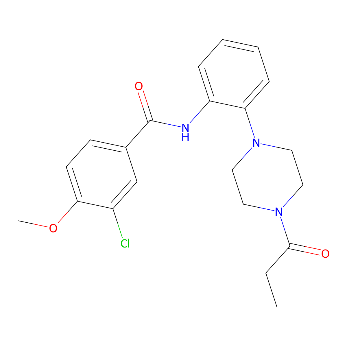 3-chloro-4-methoxy-N-[2-(4-propanoylpiperazin-1-yl)phenyl]benzamide molecular structure, CAS 694443-85-1