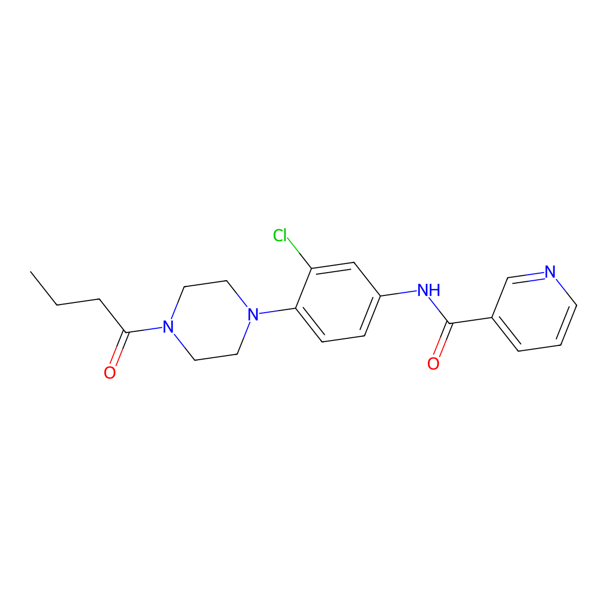 N-[4-(4-butanoylpiperazin-1-yl)-3-chlorophenyl]pyridine-3-carboxamide molecular structure, CAS 694444-13-8