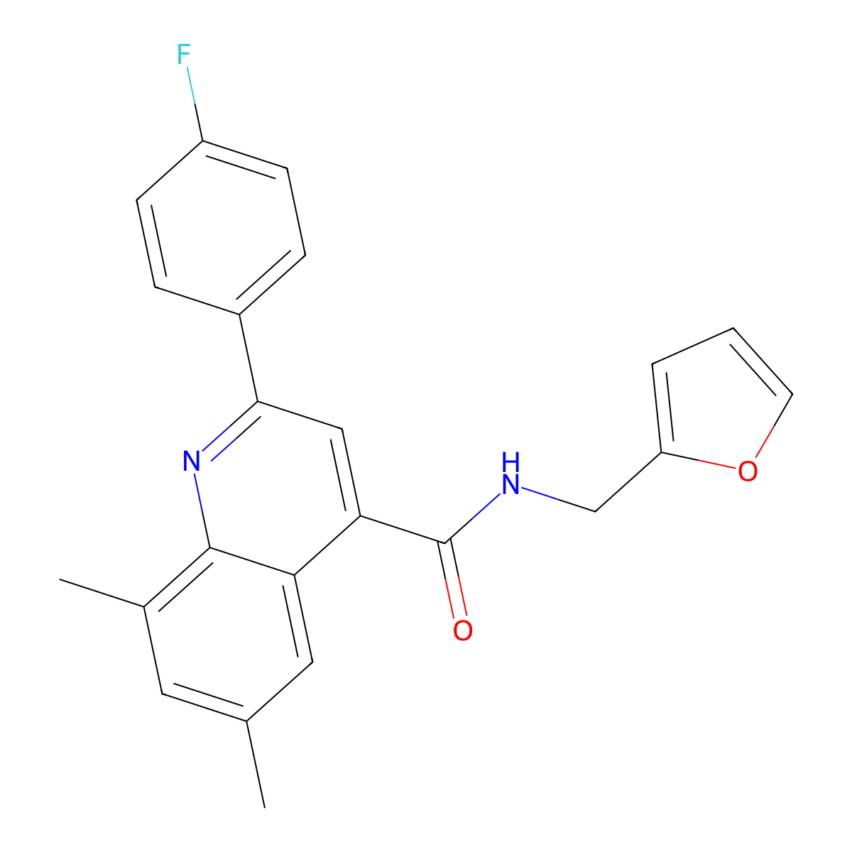 2-(4-fluorophenyl)-N-(furan-2-ylmethyl)-6,8-dimethylquinoline-4-carboxamide molecular structure, CAS 694444-28-5