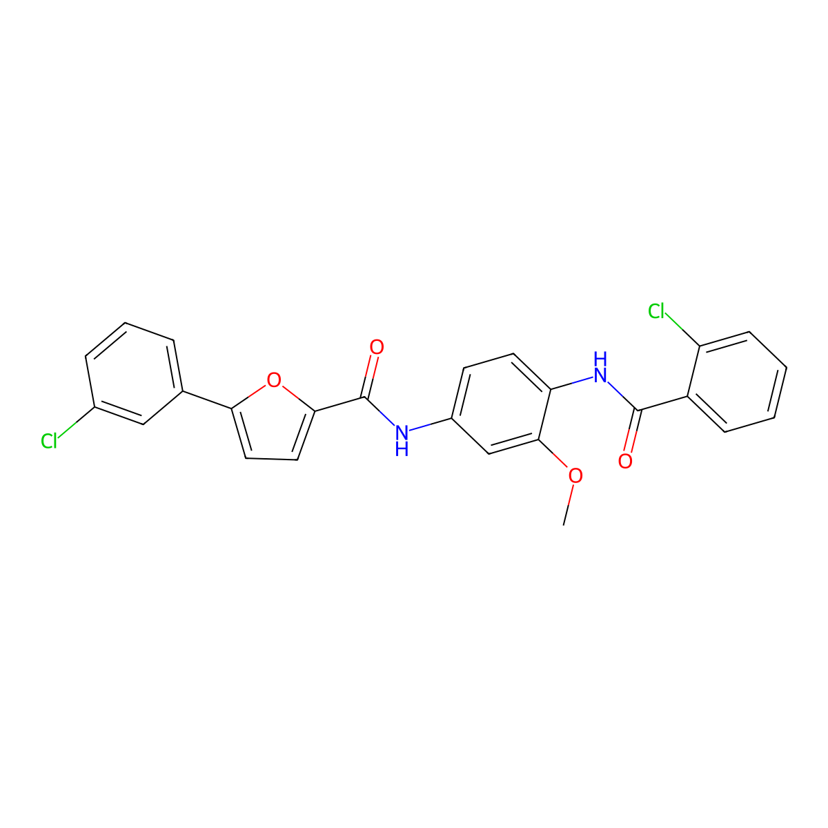 N-{4-[(2-chlorobenzoyl)amino]-3-methoxyphenyl}-5-(3-chlorophenyl)-2-furamide molecular structure, CAS 694444-31-0
