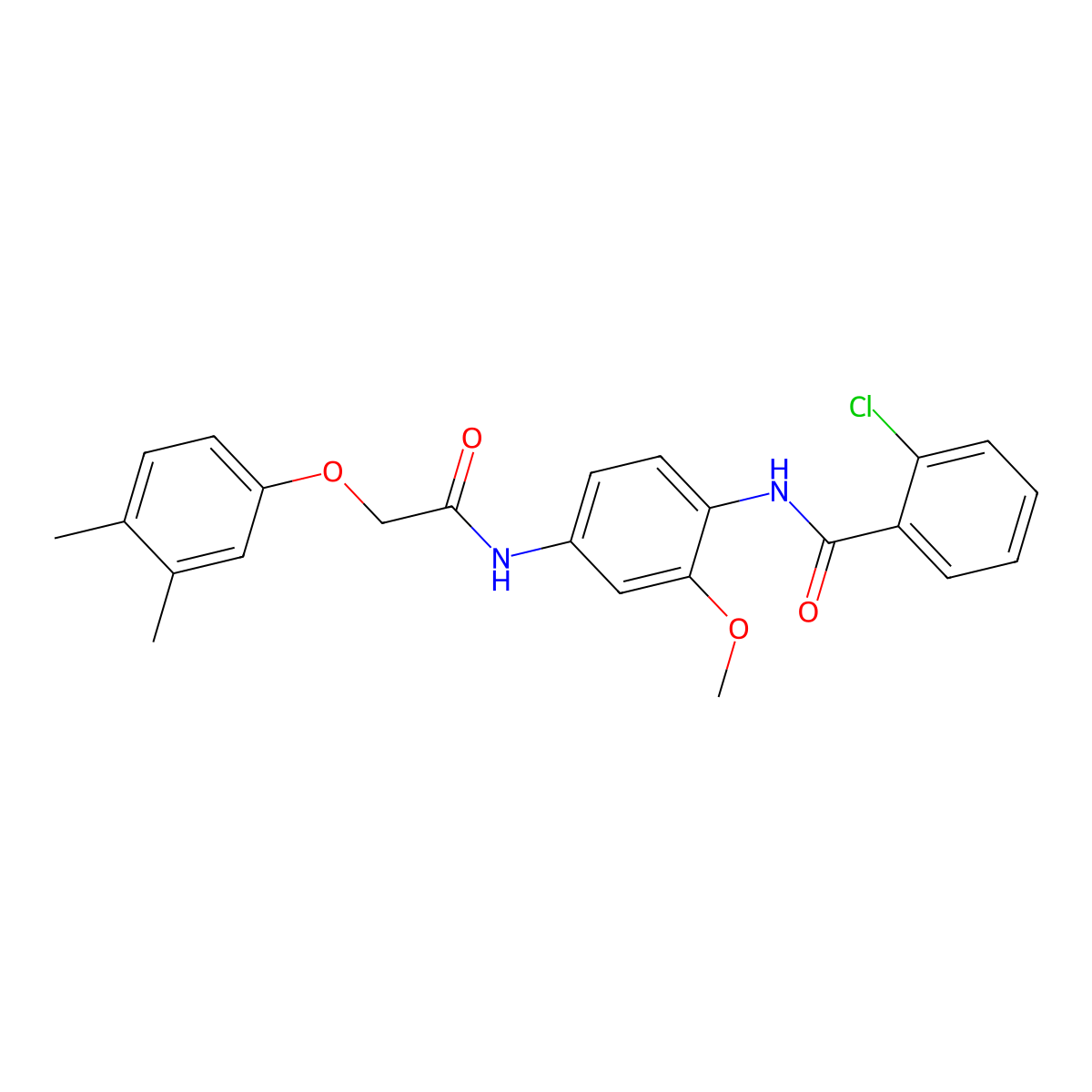 2-chloro-N-(4-{[(3,4-dimethylphenoxy)acetyl]amino}-2-methoxyphenyl)benzamide molecular structure, CAS 694444-65-0