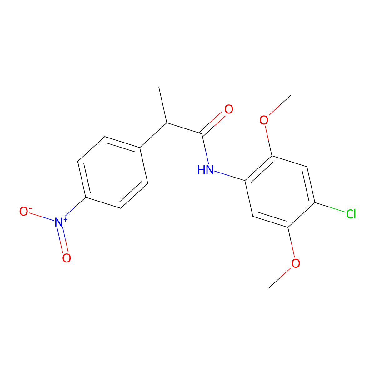 N-(4-chloro-2,5-dimethoxyphenyl)-2-(4-nitrophenyl)propanamide molecular structure, CAS 694444-69-4