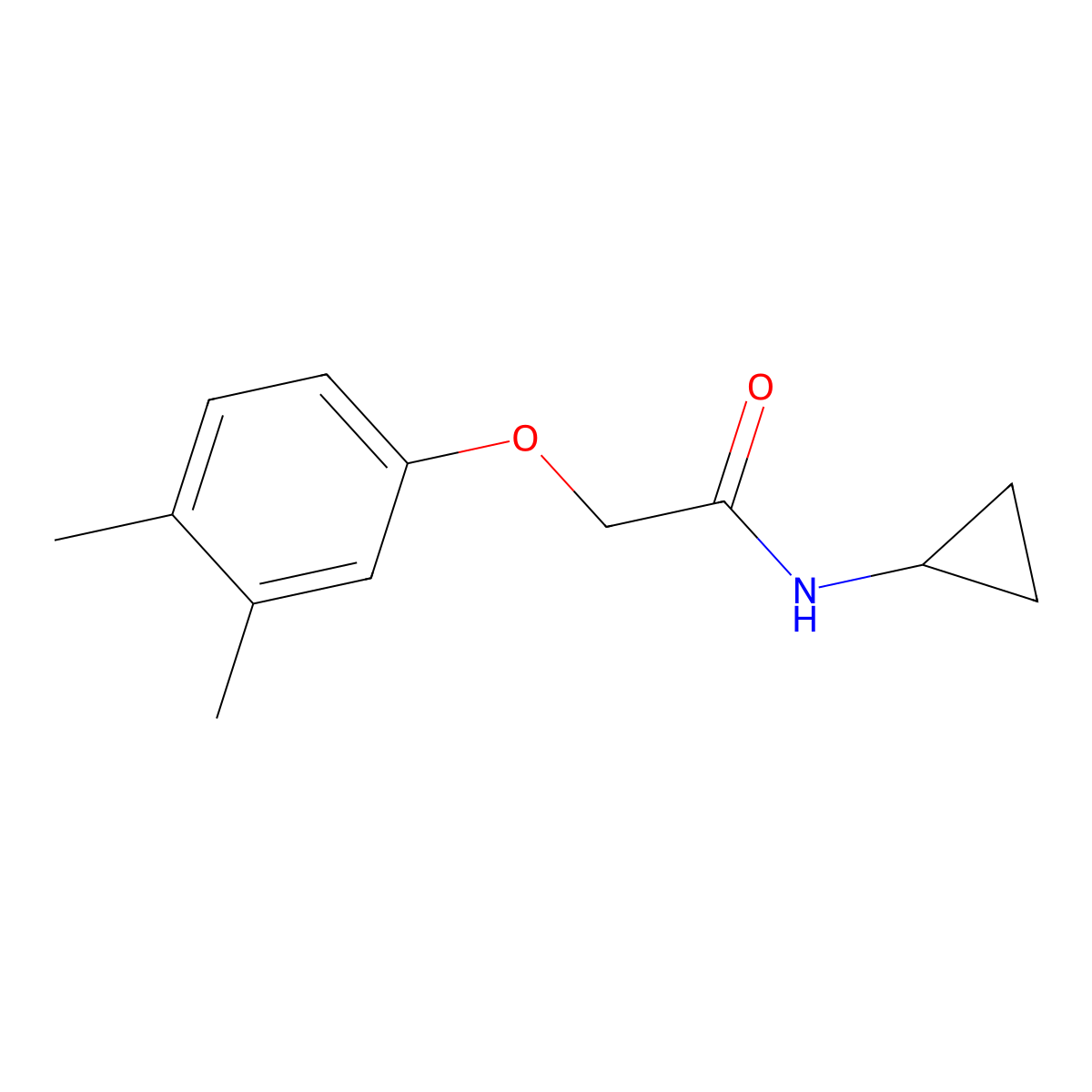 N-cyclopropyl-2-(3,4-dimethylphenoxy)acetamide molecular structure, CAS 694445-03-9