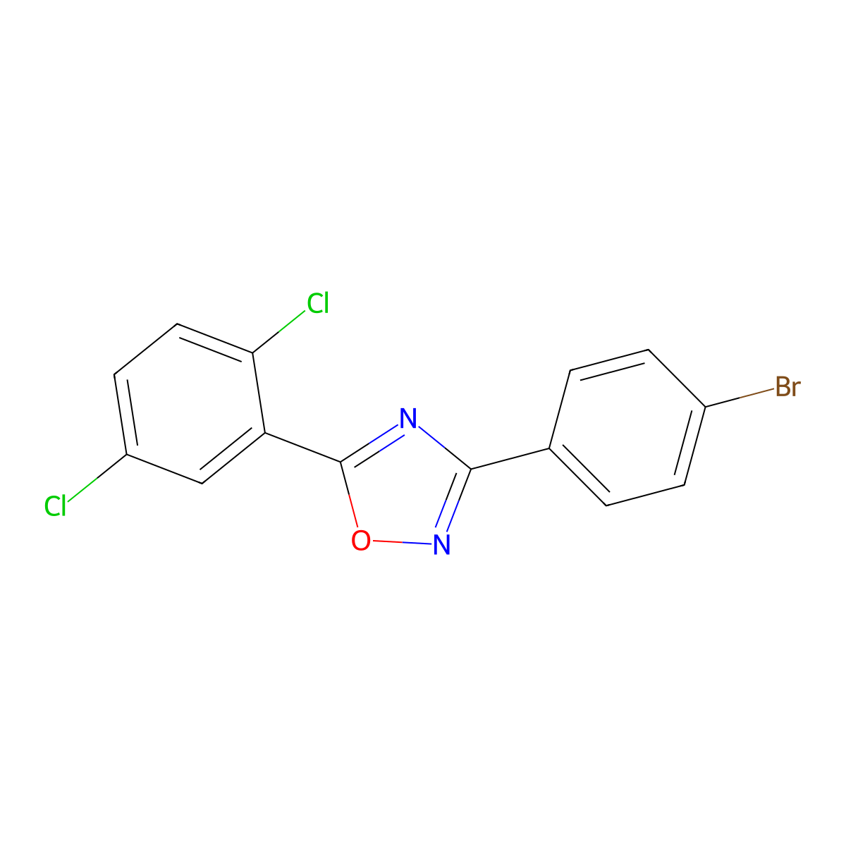 3-(4-Bromophenyl)-5-(2,5-dichlorophenyl)-1,2,4-oxadiazole molecular structure, CAS 694445-11-9