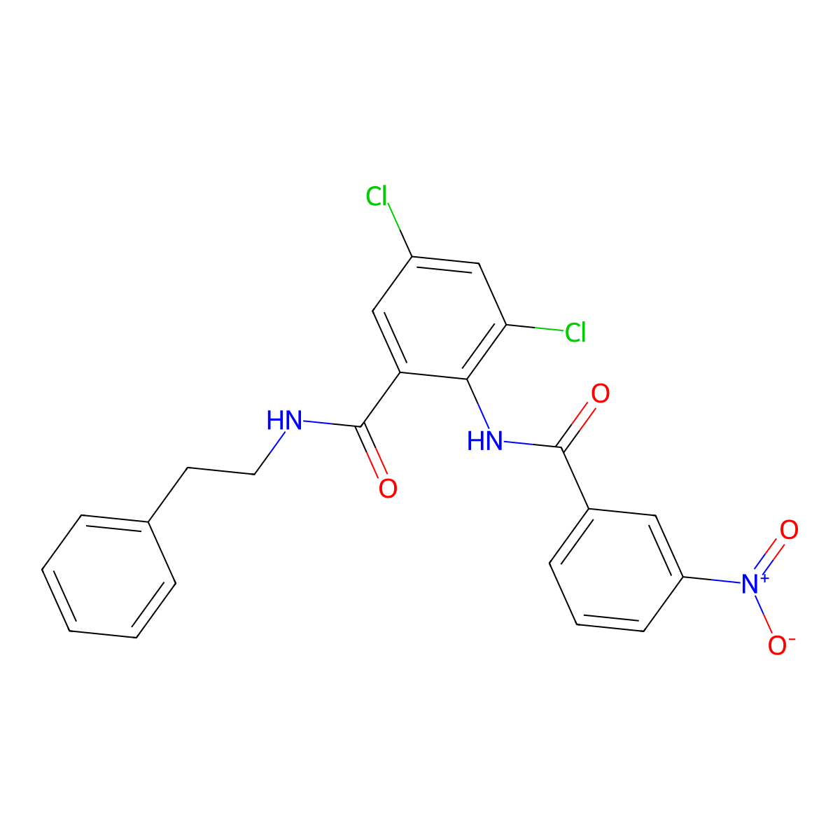 3,5-dichloro-2-[(3-nitrobenzoyl)amino]-N-(2-phenylethyl)benzamide molecular structure, CAS 694445-19-7