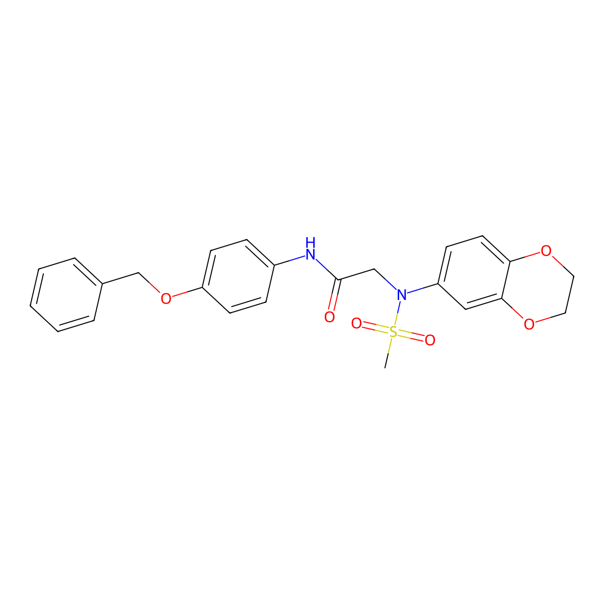 2-[2,3-dihydro-1,4-benzodioxin-6-yl(methylsulfonyl)amino]-N-(4-phenylmethoxyphenyl)acetamide molecular structure, CAS 694445-21-1