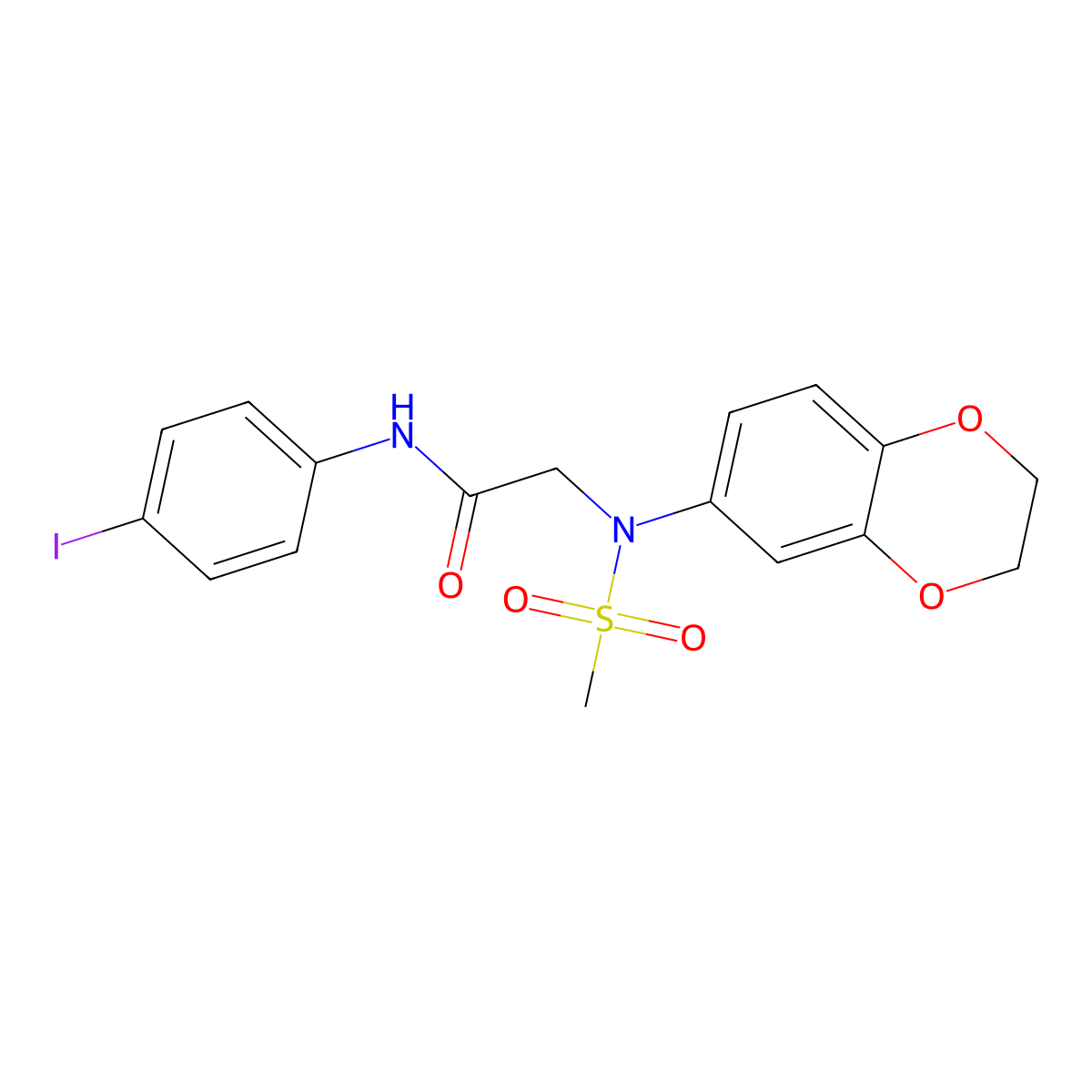 2-[2,3-dihydro-1,4-benzodioxin-6-yl(methylsulfonyl)amino]-N-(4-iodophenyl)acetamide molecular structure, CAS 694445-65-3