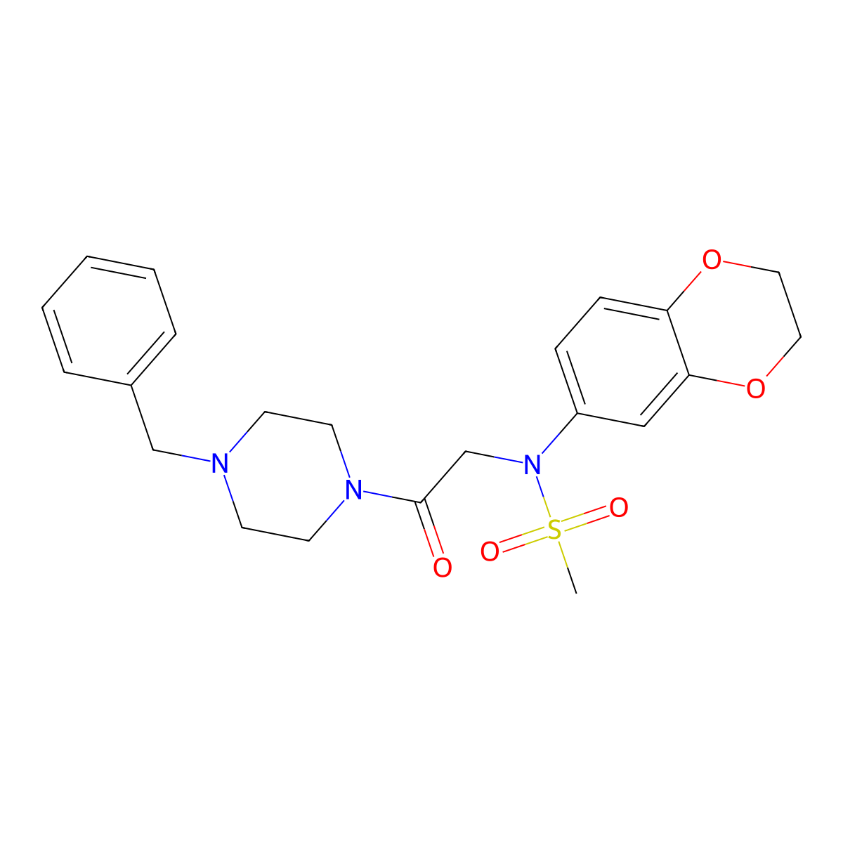 N-[2-(4-benzylpiperazin-1-yl)-2-oxoethyl]-N-(2,3-dihydro-1,4-benzodioxin-6-yl)methanesulfonamide molecular structure, CAS 694445-70-0
