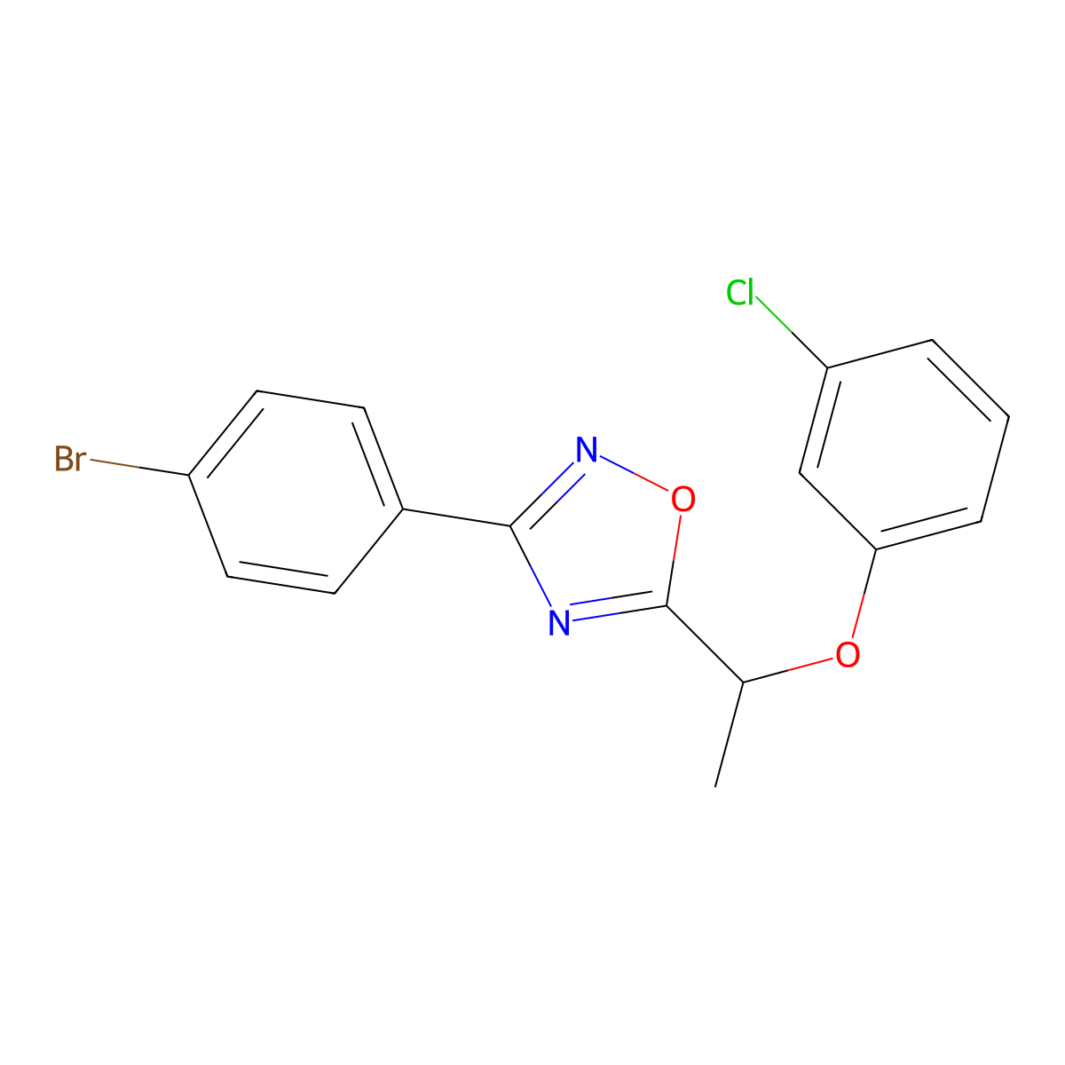 3-(4-Bromophenyl)-5-[1-(3-chlorophenoxy)ethyl]-1,2,4-oxadiazole molecular structure, CAS 694446-19-0