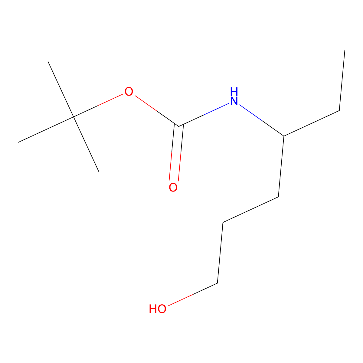 Tert-butyl (1-ethyl-4-hydroxybutyl)carbamate molecular structure, CAS 694446-87-2