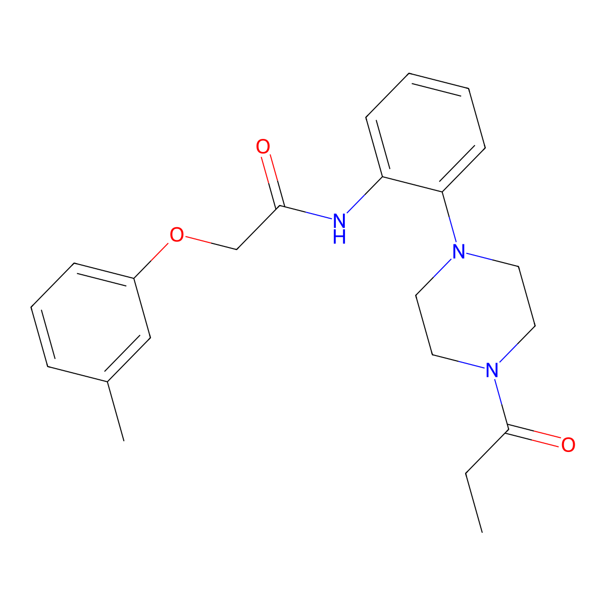 2-(3-methylphenoxy)-N-[2-(4-propanoylpiperazin-1-yl)phenyl]acetamide molecular structure, CAS 694446-93-0