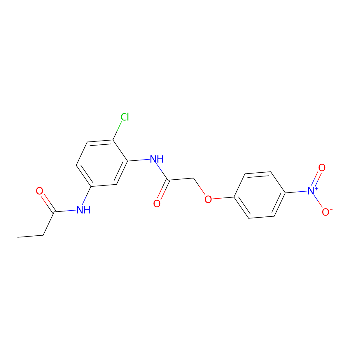 N-[4-chloro-3-[[2-(4-nitrophenoxy)acetyl]amino]phenyl]propanamide molecular structure, CAS 694446-96-3