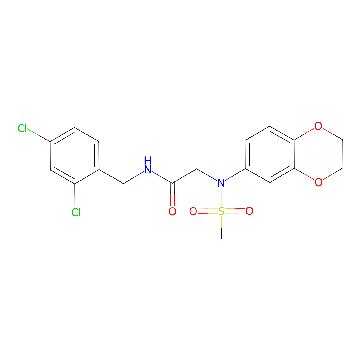 N-[(2,4-dichlorophenyl)methyl]-2-[2,3-dihydro-1,4-benzodioxin-6-yl(methylsulfonyl)amino]acetamide molecular structure, CAS 694446-99-6