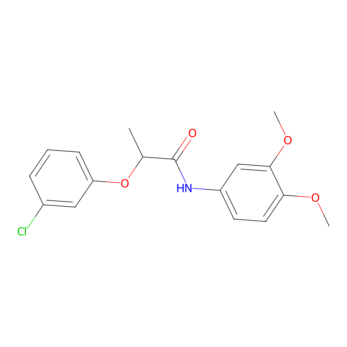 2-(3-chlorophenoxy)-N-(3,4-dimethoxyphenyl)propanamide molecular structure, CAS 694447-14-8