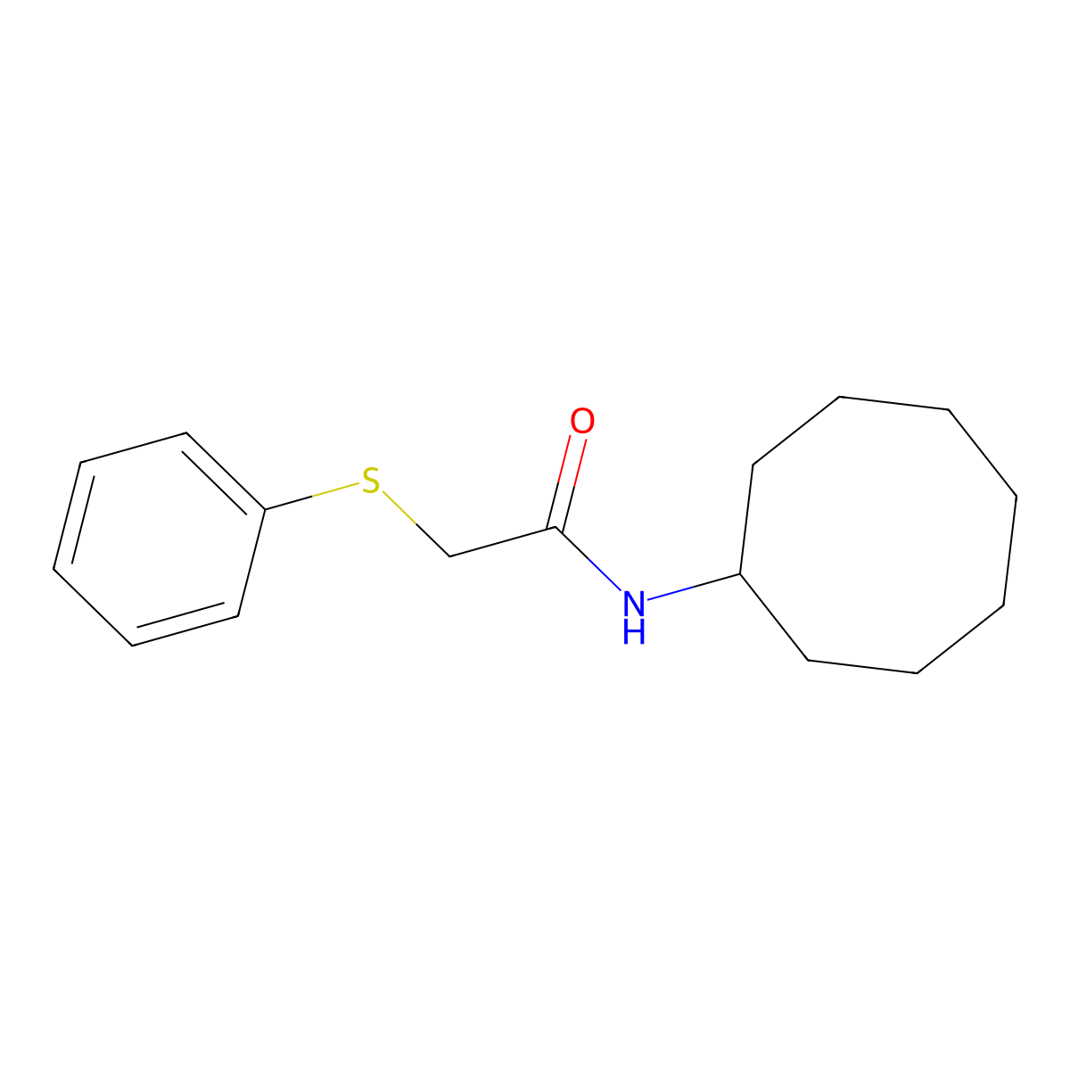N-cyclooctyl-2-phenylsulfanylacetamide molecular structure, CAS 694447-45-5