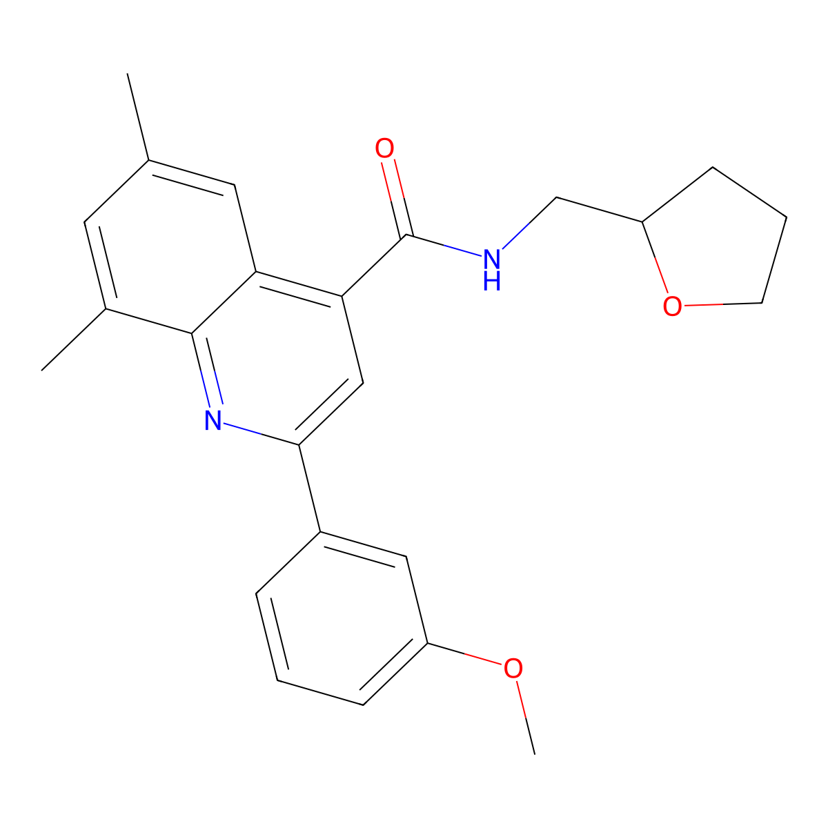 2-(3-methoxyphenyl)-6,8-dimethyl-N-(oxolan-2-ylmethyl)quinoline-4-carboxamide molecular structure, CAS 694447-68-2