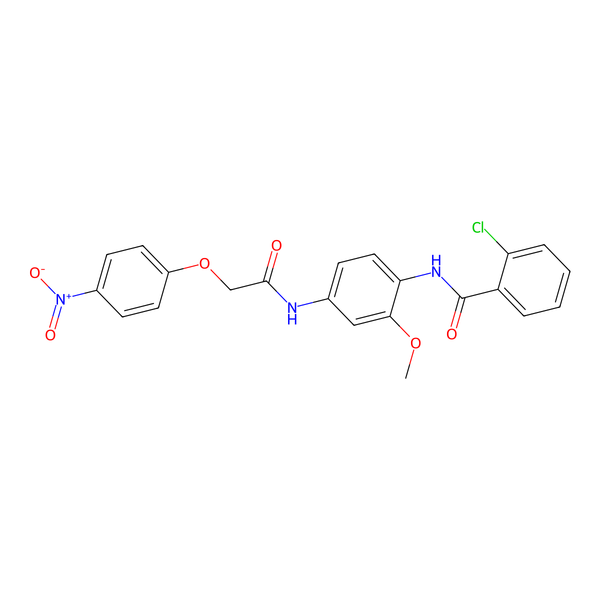 2-chloro-N-[2-methoxy-4-[[2-(4-nitrophenoxy)acetyl]amino]phenyl]benzamide molecular structure, CAS 694447-77-3