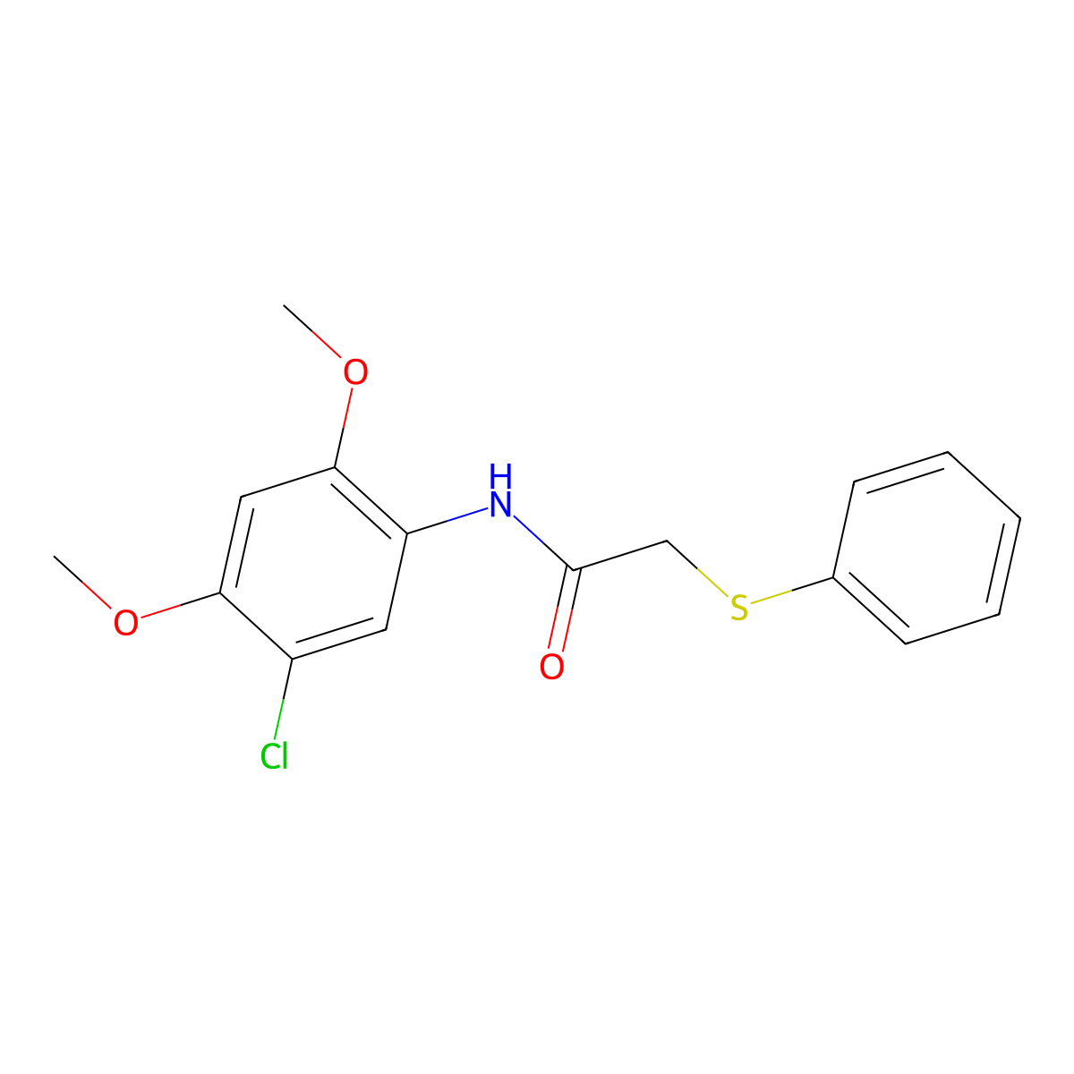 N-(5-chloro-2,4-dimethoxyphenyl)-2-phenylsulfanylacetamide molecular structure, CAS 694448-02-7
