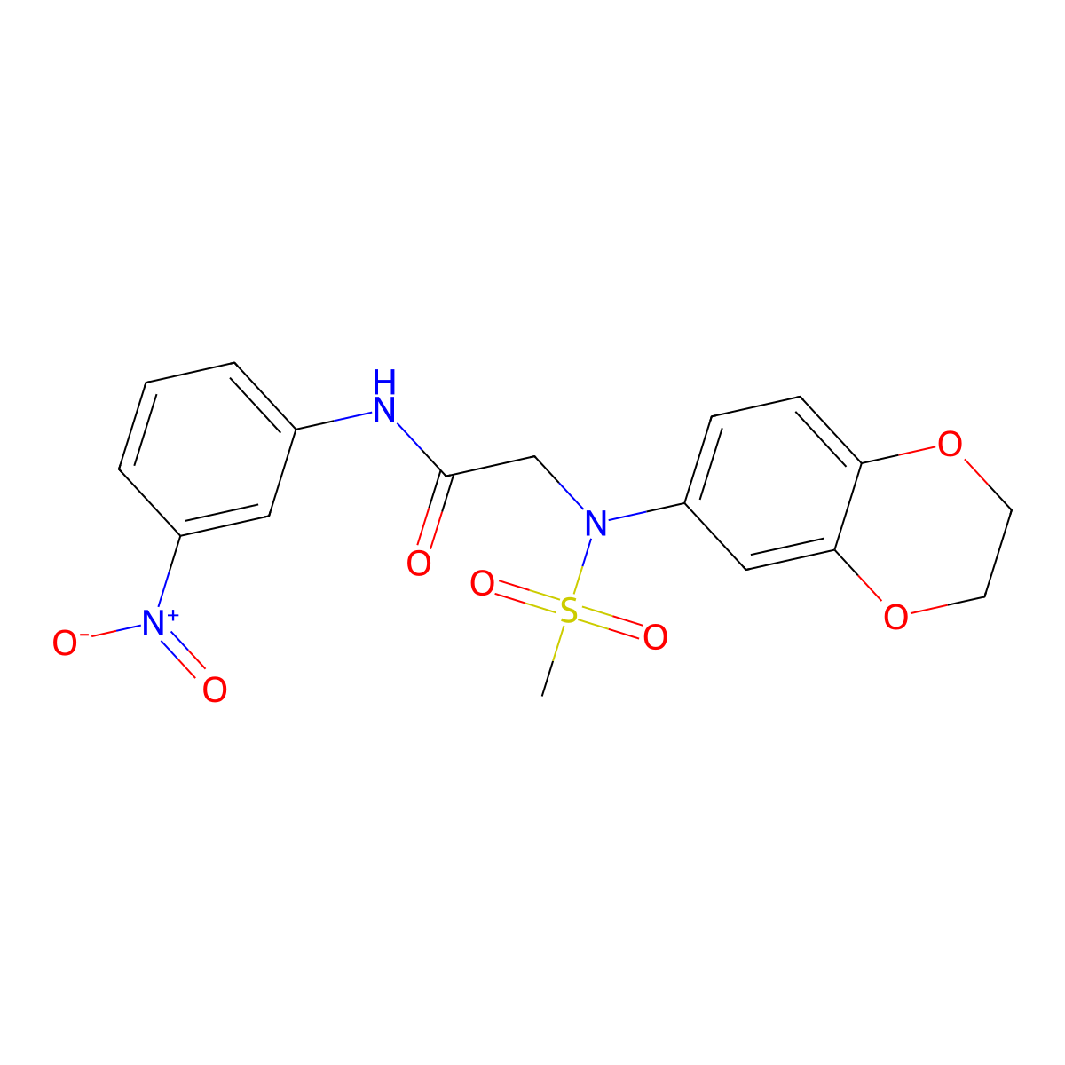 2-[2,3-dihydro-1,4-benzodioxin-6-yl(methylsulfonyl)amino]-N-(3-nitrophenyl)acetamide molecular structure, CAS 694448-76-5