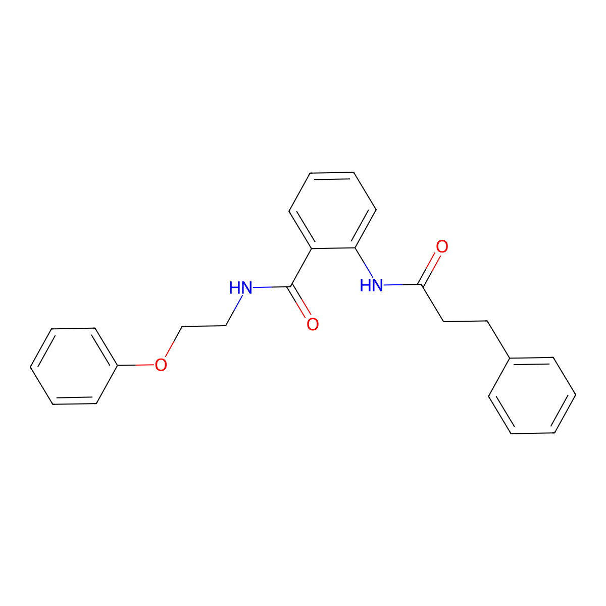 N-(2-phenoxyethyl)-2-(3-phenylpropanoylamino)benzamide molecular structure, CAS 694448-87-8