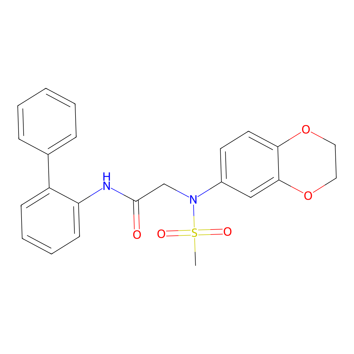 2-[2,3-dihydro-1,4-benzodioxin-6-yl(methylsulfonyl)amino]-N-(2-phenylphenyl)acetamide molecular structure, CAS 694449-53-1