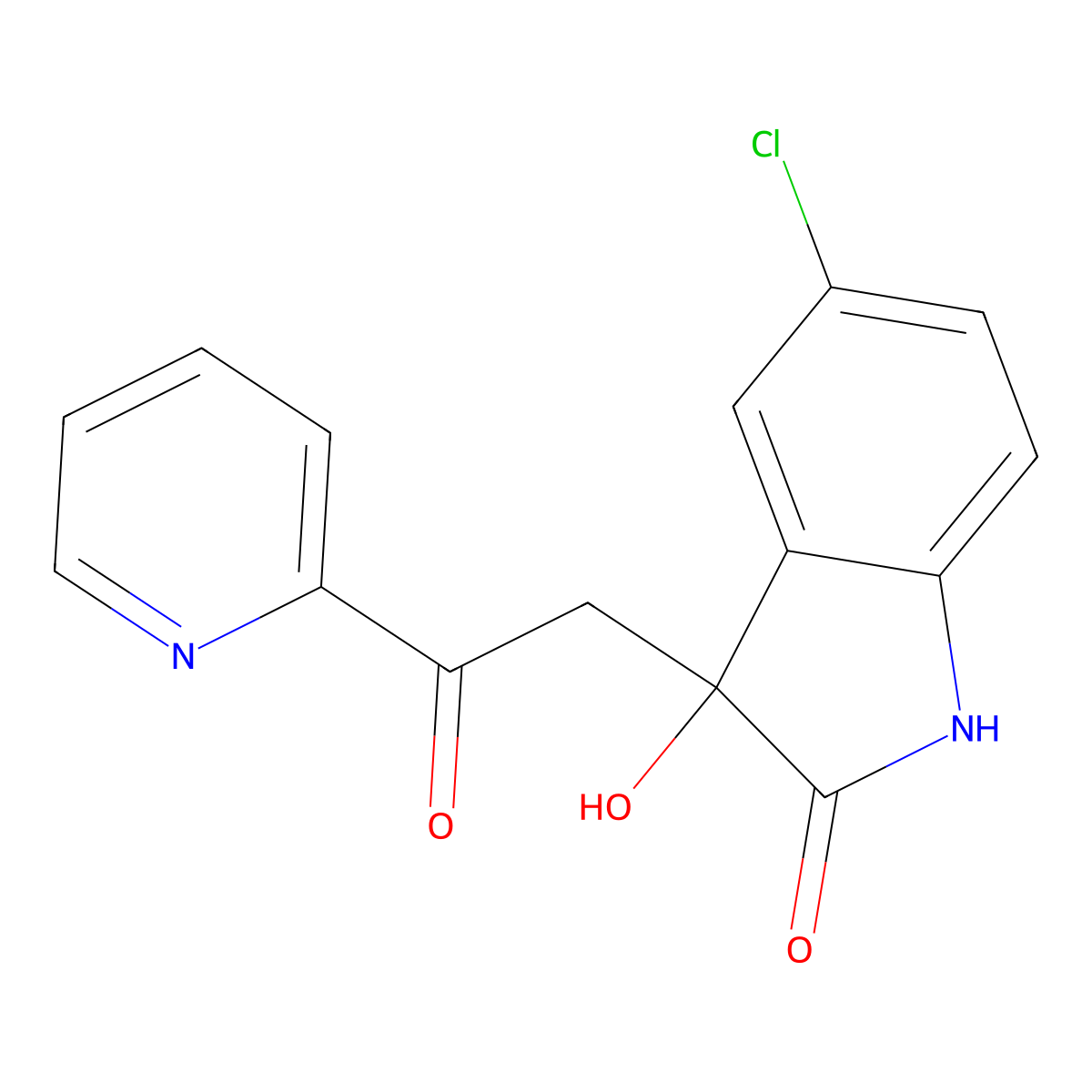 5-chloro-3-hydroxy-3-(2-oxo-2-pyridin-2-ylethyl)-1H-indol-2-one molecular structure, CAS 694450-49-2