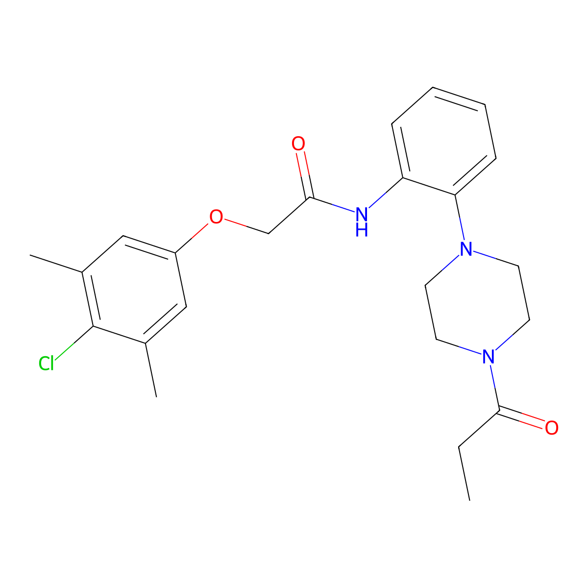 2-(4-chloro-3,5-dimethylphenoxy)-N-[2-(4-propanoylpiperazin-1-yl)phenyl]acetamide molecular structure, CAS 694450-75-4