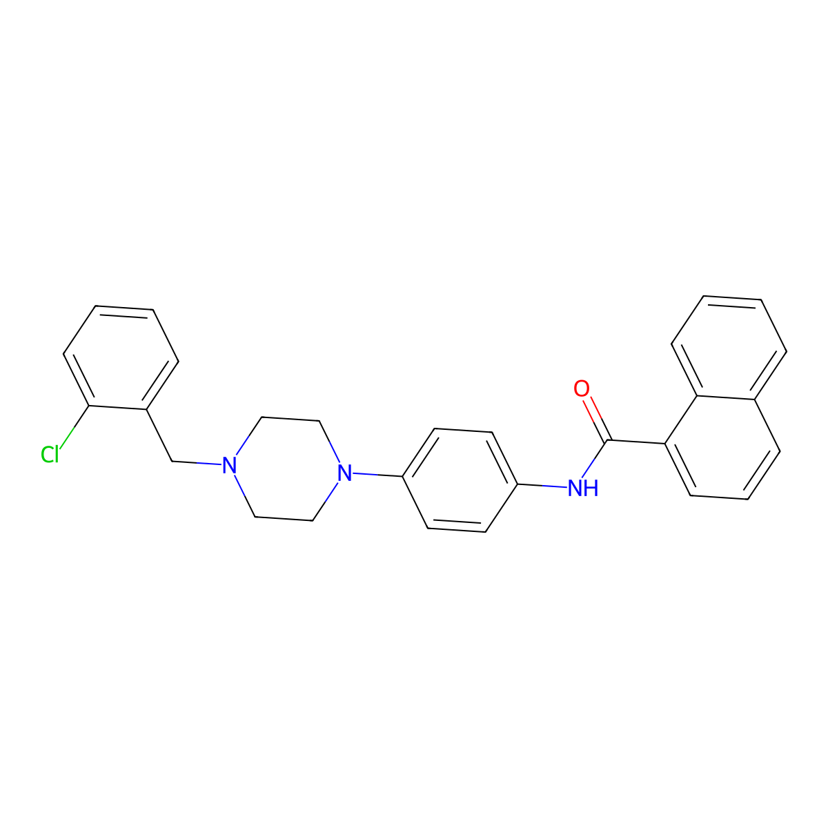 N-[4-[4-[(2-chlorophenyl)methyl]piperazin-1-yl]phenyl]naphthalene-1-carboxamide molecular structure, CAS 694451-43-9