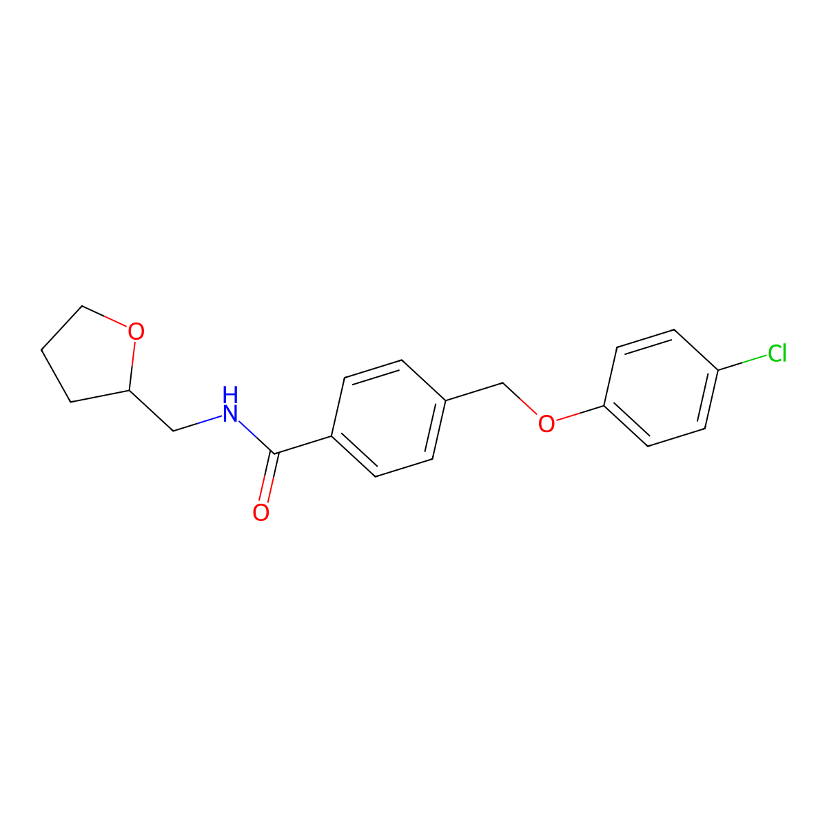 4-[(4-chlorophenoxy)methyl]-N-(tetrahydro-2-furanylmethyl)benzamide molecular structure, CAS 694451-83-7
