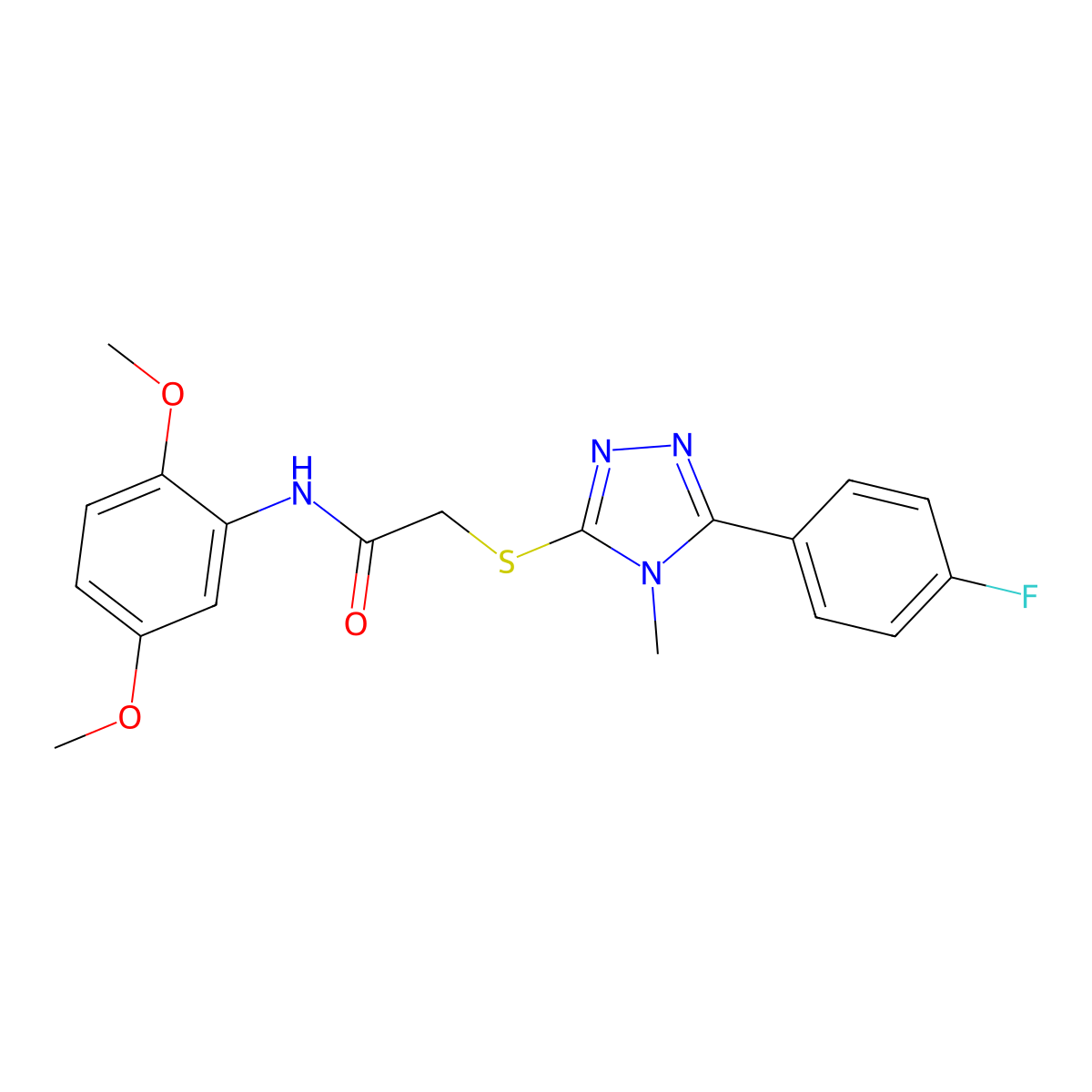 N-(2,5-dimethoxyphenyl)-2-[[5-(4-fluorophenyl)-4-methyl-1,2,4-triazol-3-yl]sulfanyl]acetamide molecular structure, CAS 694453-89-9