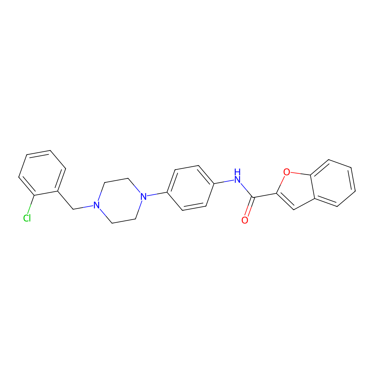 N-{4-[4-(2-chlorobenzyl)piperazin-1-yl]phenyl}-1-benzofuran-2-carboxamide molecular structure, CAS 694455-02-2