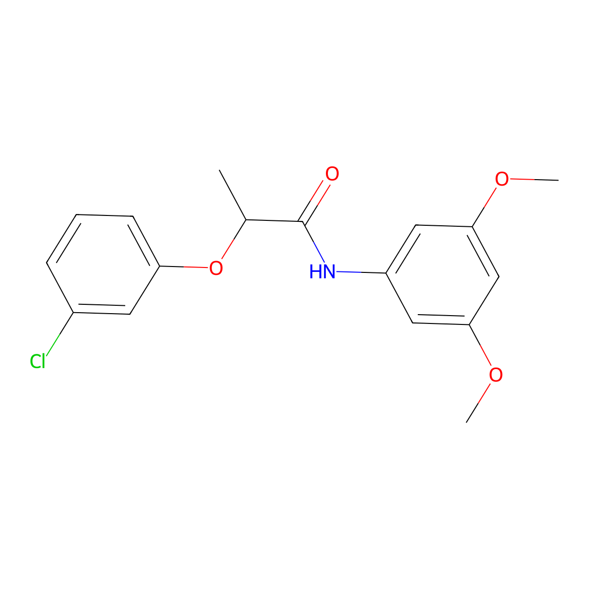 2-(3-chlorophenoxy)-N-(3,5-dimethoxyphenyl)propanamide molecular structure, CAS 694455-08-8