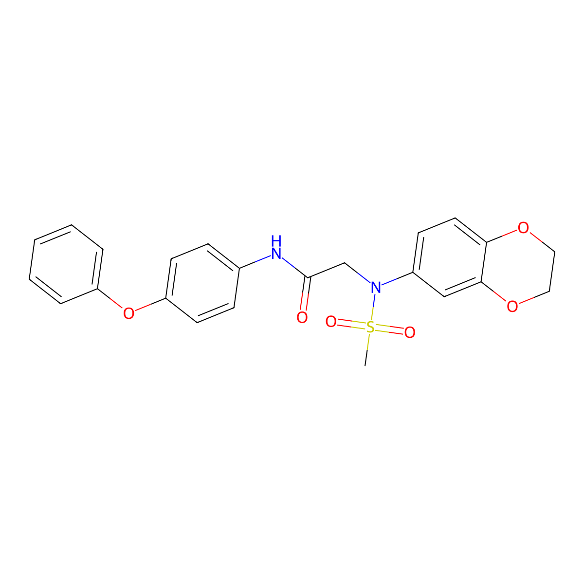 2-[2,3-dihydro-1,4-benzodioxin-6-yl(methylsulfonyl)amino]-N-(4-phenoxyphenyl)acetamide molecular structure, CAS 694455-12-4