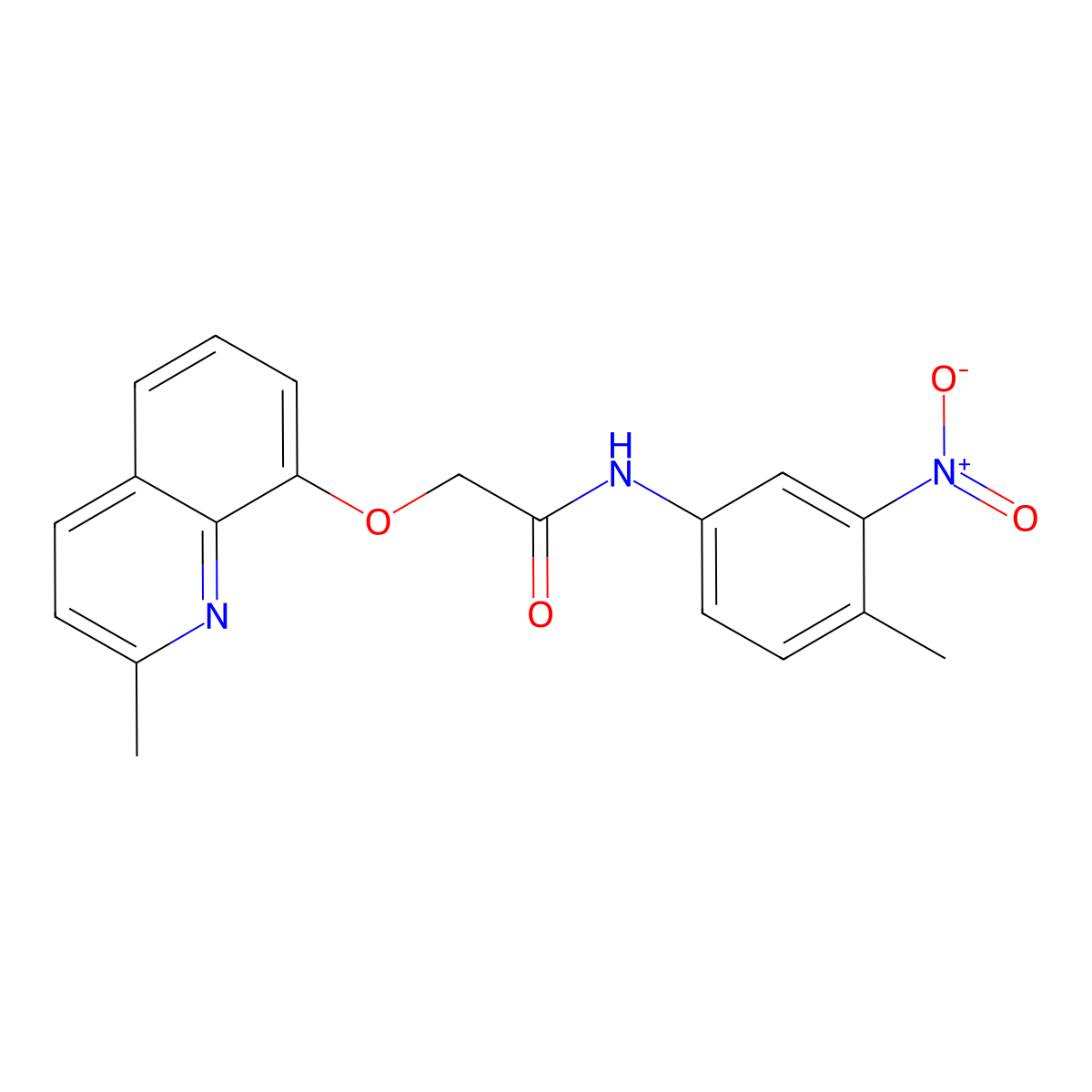 N-(4-methyl-3-nitrophenyl)-2-(2-methylquinolin-8-yl)oxyacetamide molecular structure, CAS 694455-28-2