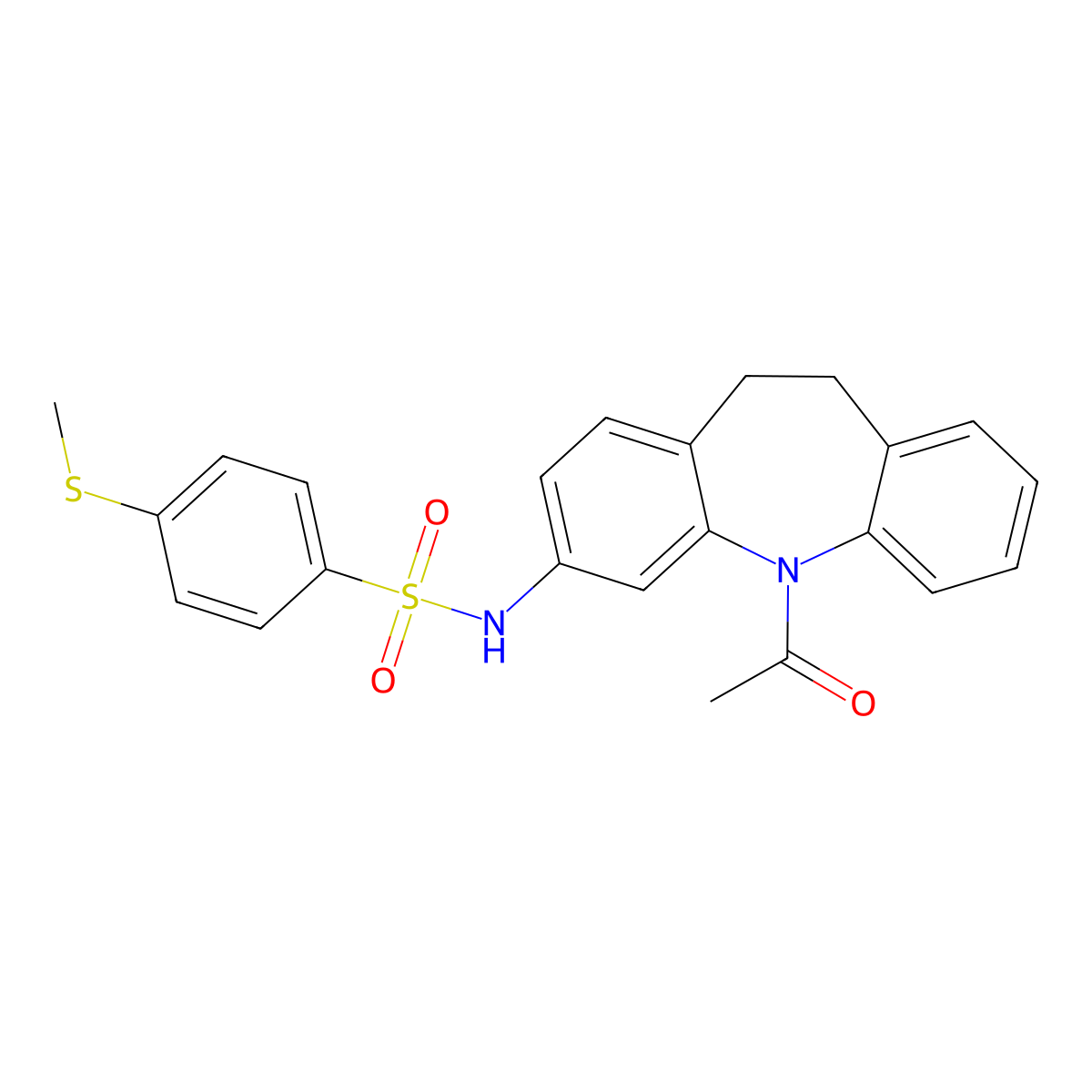 N-(11-acetyl-5,6-dihydrobenzo[b][1]benzazepin-2-yl)-4-methylsulfanylbenzenesulfonamide molecular structure, CAS 694455-29-3
