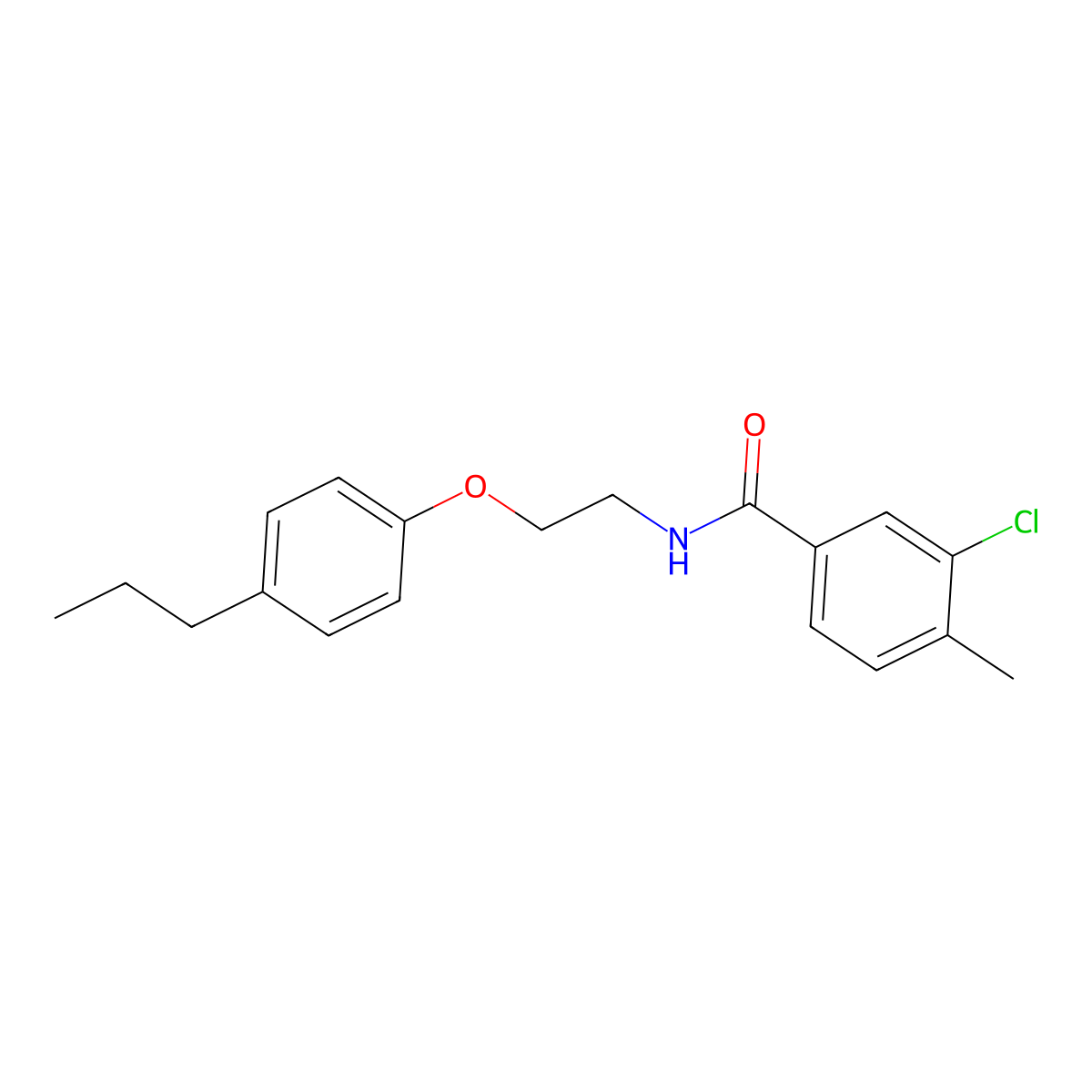 3-chloro-4-methyl-N-[2-(4-propylphenoxy)ethyl]benzamide molecular structure, CAS 694455-38-4