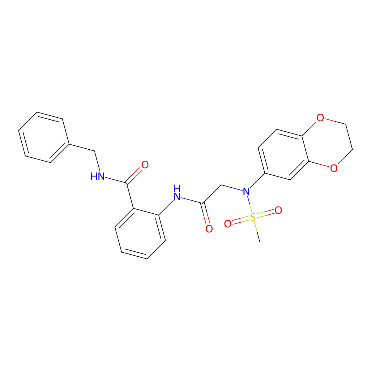 N-benzyl-2-{[N-(2,3-dihydro-1,4-benzodioxin-6-yl)-N-(methylsulfonyl)glycyl]amino}benzamide molecular structure, CAS 694455-59-9