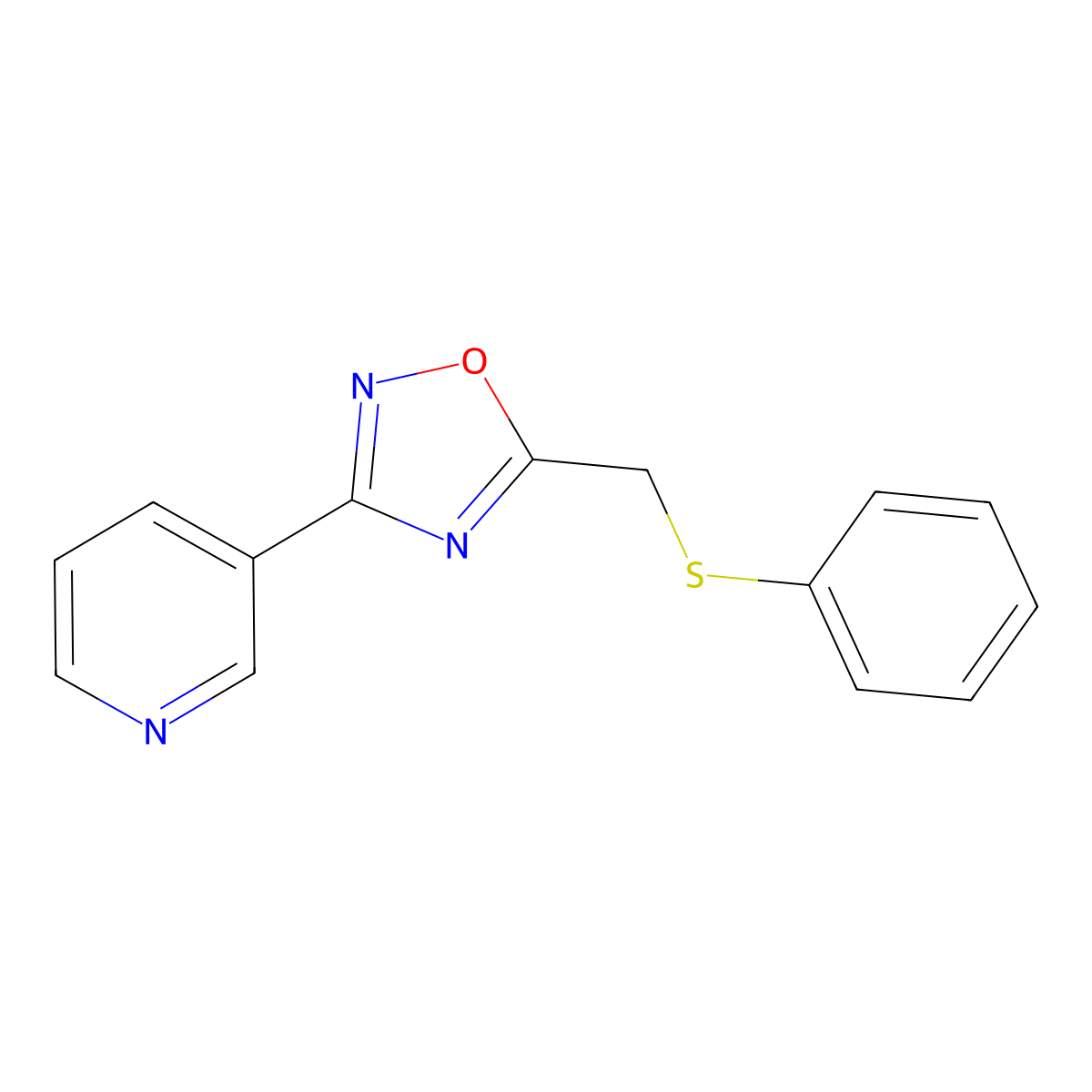 5-(Phenylsulfanylmethyl)-3-pyridin-3-yl-1,2,4-oxadiazole molecular structure, CAS 694455-63-5