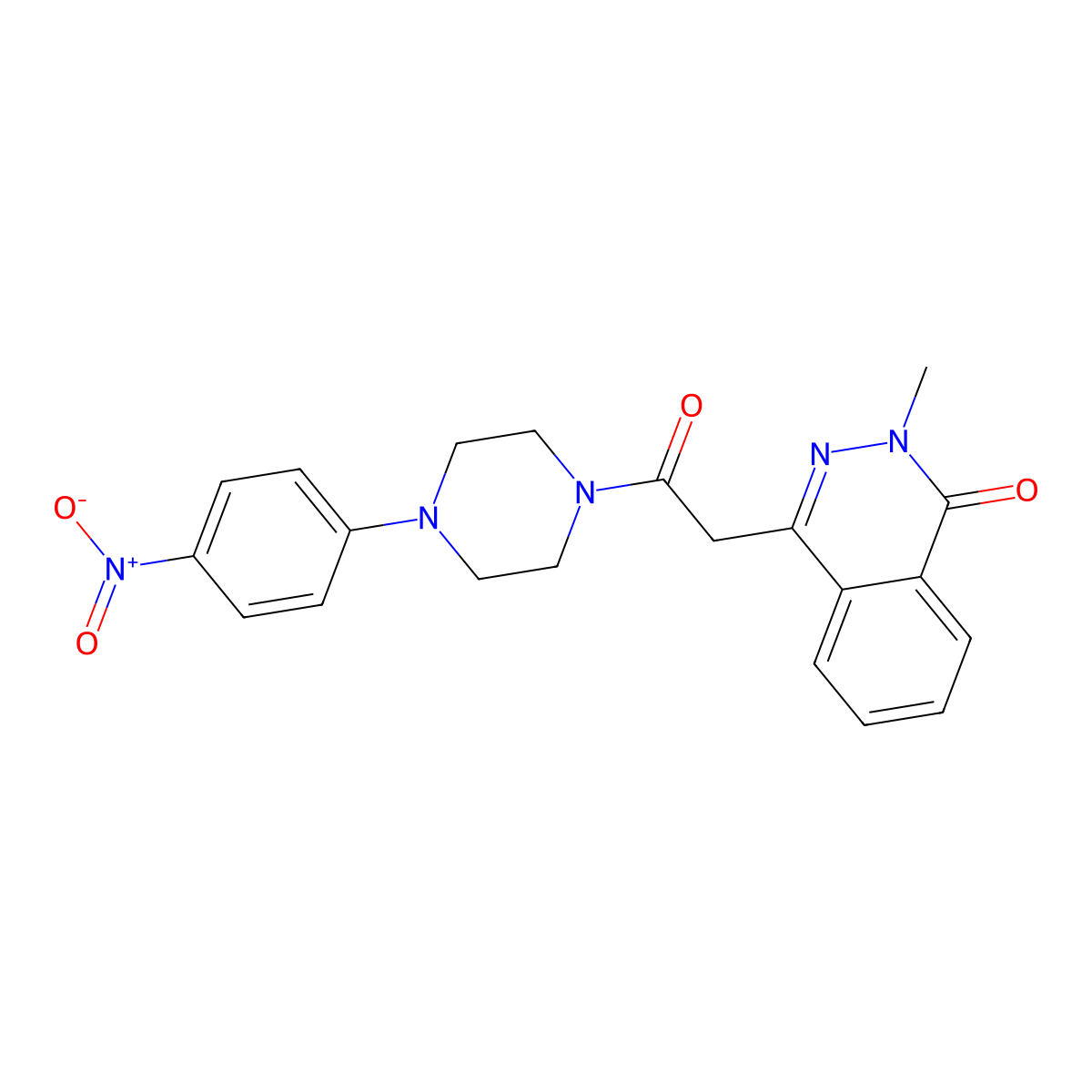2-Methyl-4-[2-[4-(4-nitrophenyl)piperazin-1-yl]-2-oxoethyl]phthalazin-1-one molecular structure, CAS 694455-77-1