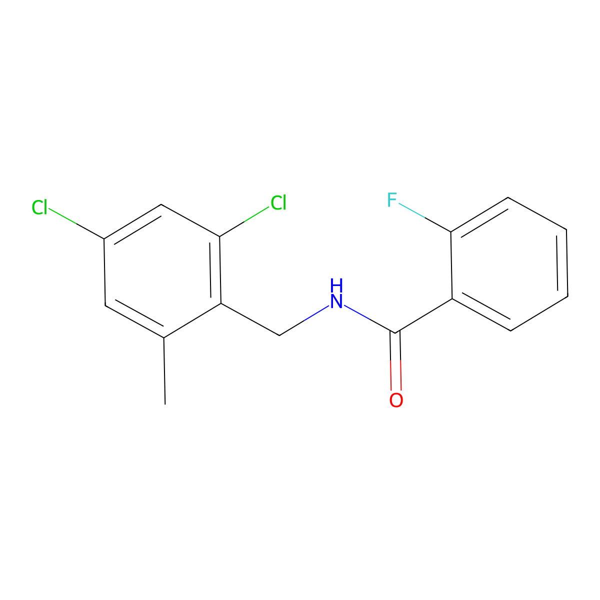 N-(2,4-dichloro-6-methylbenzyl)-2-fluorobenzamide molecular structure, CAS 694455-79-3